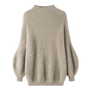 GABERLY Womens Fuzzy Chunky Mockneck Long Sleeve Sweaters Fall Winter Outfits Casual Warm Trendy Pullover Vintage Clothes