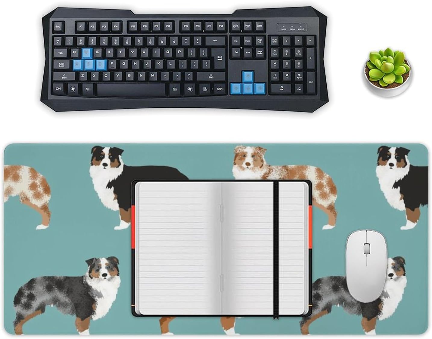 Australian Shepherds Dogs Pattern Fashionable Anti Slip Table Mat, Waterproof Mouse Protection Pad 40x90cm
