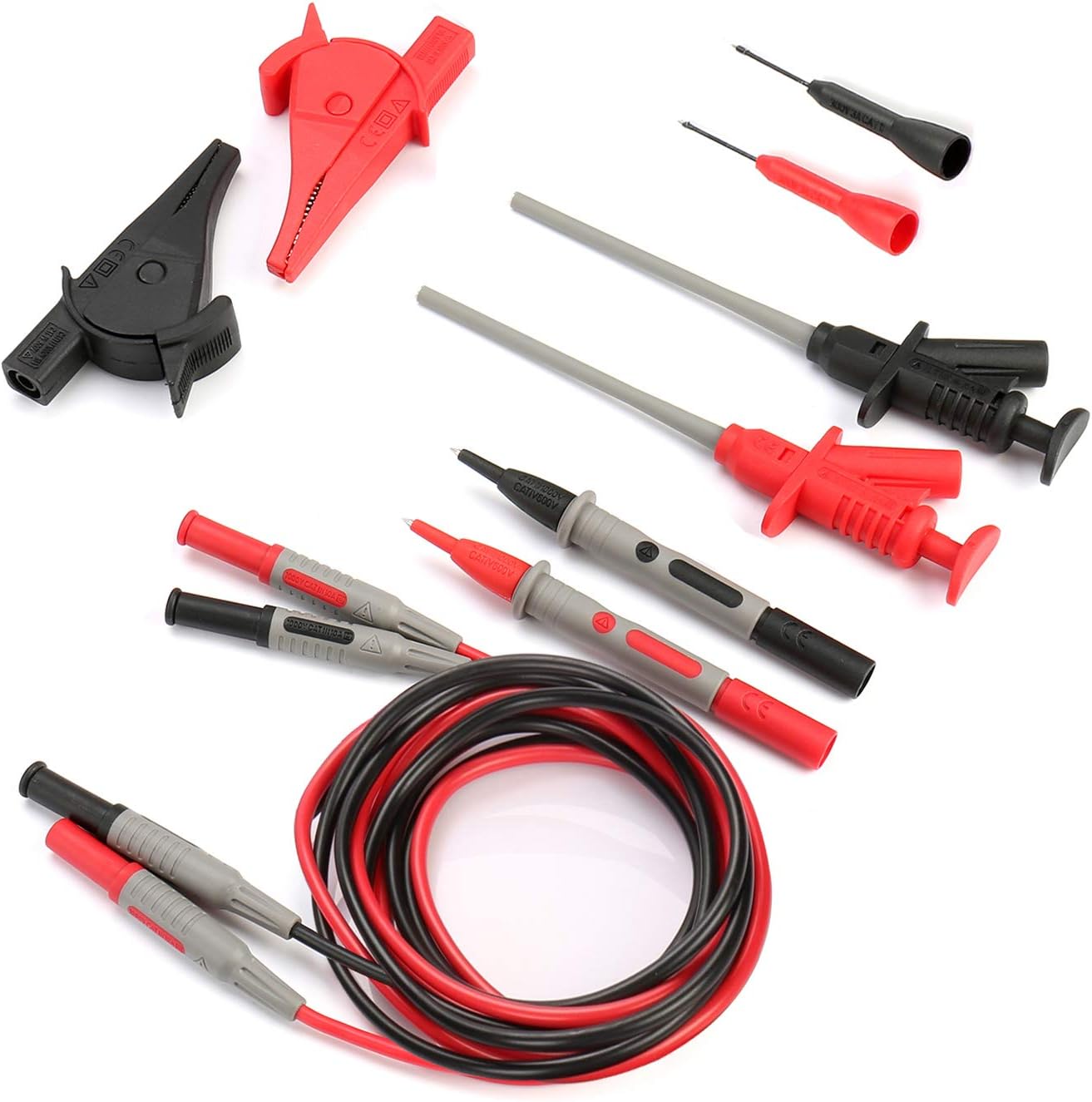 Multimeter Leads Janisa 10-in-1 Test Leads Kit Meter Test Probes Set Banana Plug 10 Pieces Electronic Professional Accessory Kit includes Alligator Clips Lead Extensions etc.