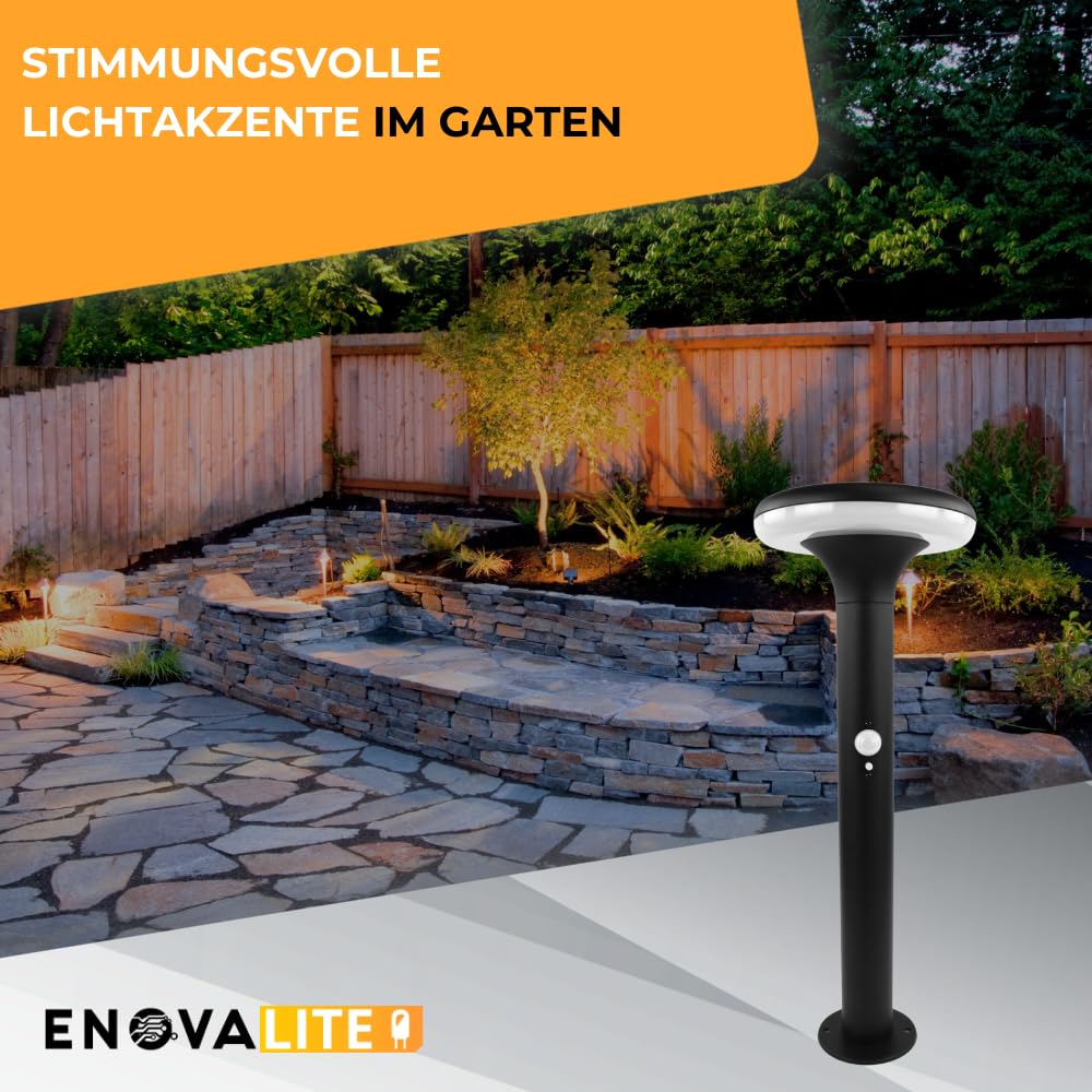 2er Set Solar Wegeleuchte mit Bewegungsmelder - 3 Lichtmodi - 3000K Warmweiß - IP54 wetterfest - Aluminium - runde LED Außenleuchte Pollerleuchte Garten Terrasse