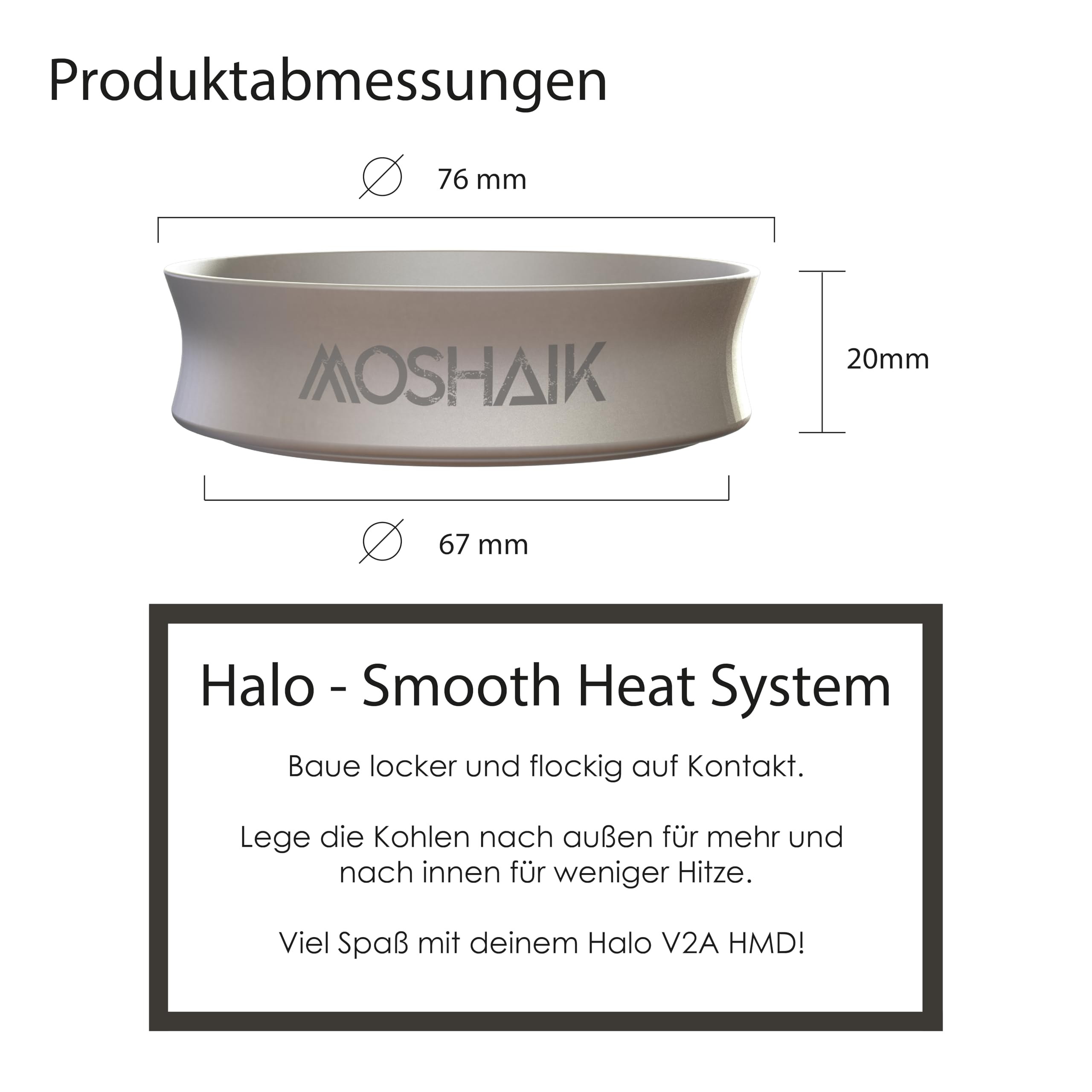 HALO V2A | pudełko do wędzenia ze stali nierdzewnej | szisza HMD Heat Management Device z sitkiem | nasadka do sziszy | pasuje do wszystkich powszechnie stosowanych Phunnels i głowic