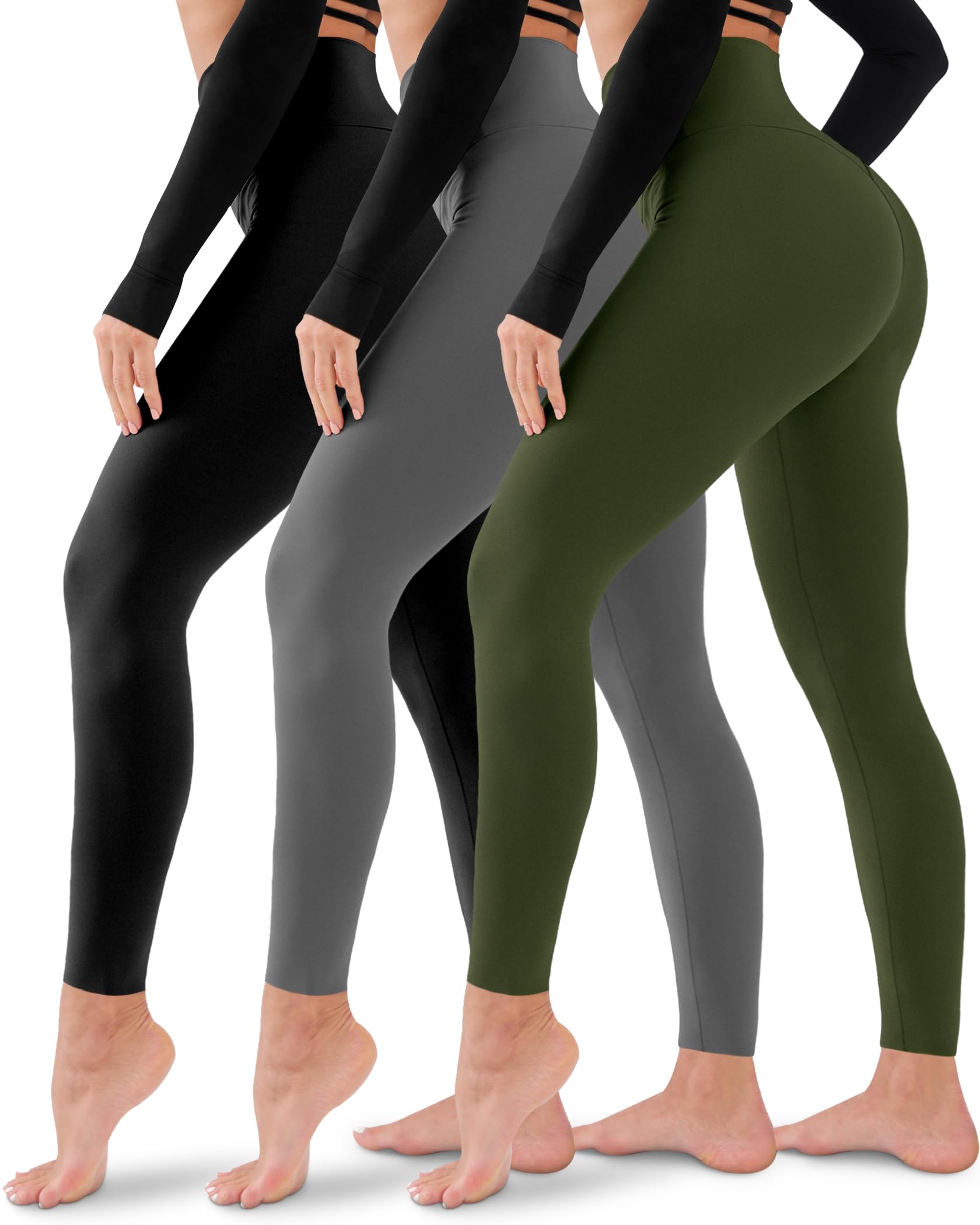 3 Pack Leggings for Women-No See-Through High Waisted Tummy Control Yoga Pants Workout Running Legging