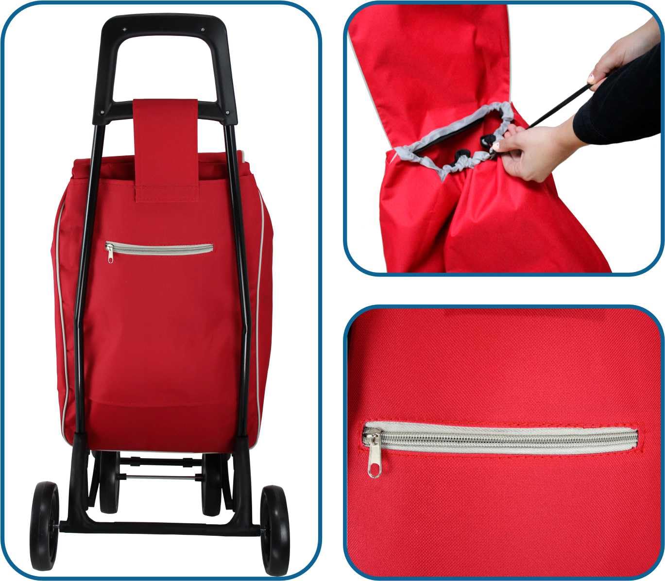 Bastilipo Boodschappentrolley Met 4 Opvouwbare Wielen Een Inhoud Van 37 Liter Alex Vermiljoen Rood 2074645824
