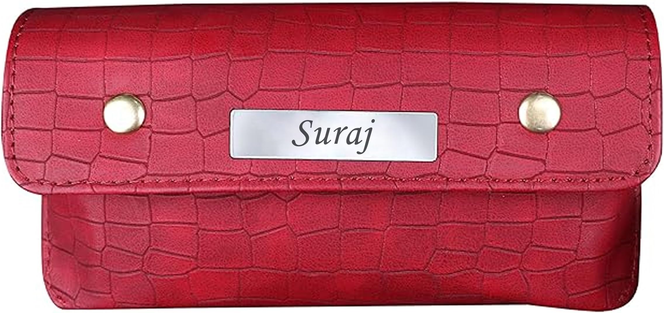Personalized Brick-Texture Eyewear Case | Custom Name Vegan Leather Specs & Sunglasses Case for Men & Women | Hard Protective Cover for Glasses | Gift for Him & Her