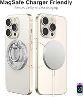 Vista 6 de Allengel Agarre magnético para teléfono MagSafe, soporte de anillo magnético compatible con anillo de teléfono MagSafe, soporte de dedo giratorio