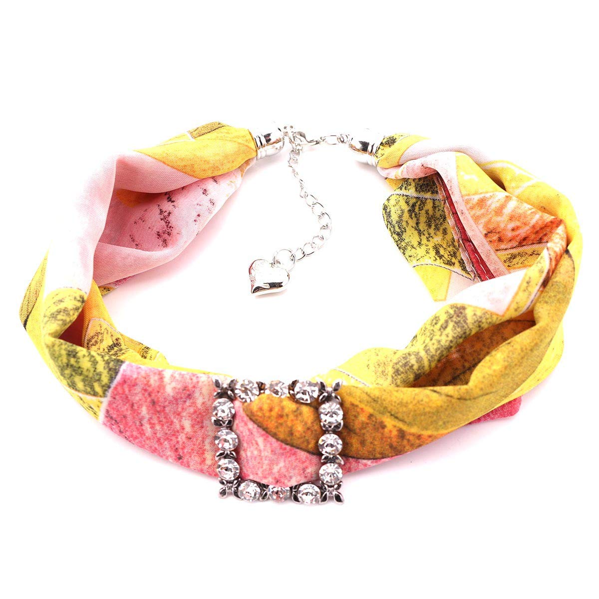 Ulalaza Women's Style-9 Vintage Floral Neckerchief Shiny Rhinestone Scarf Necklace Choker Trendy Party Accessories