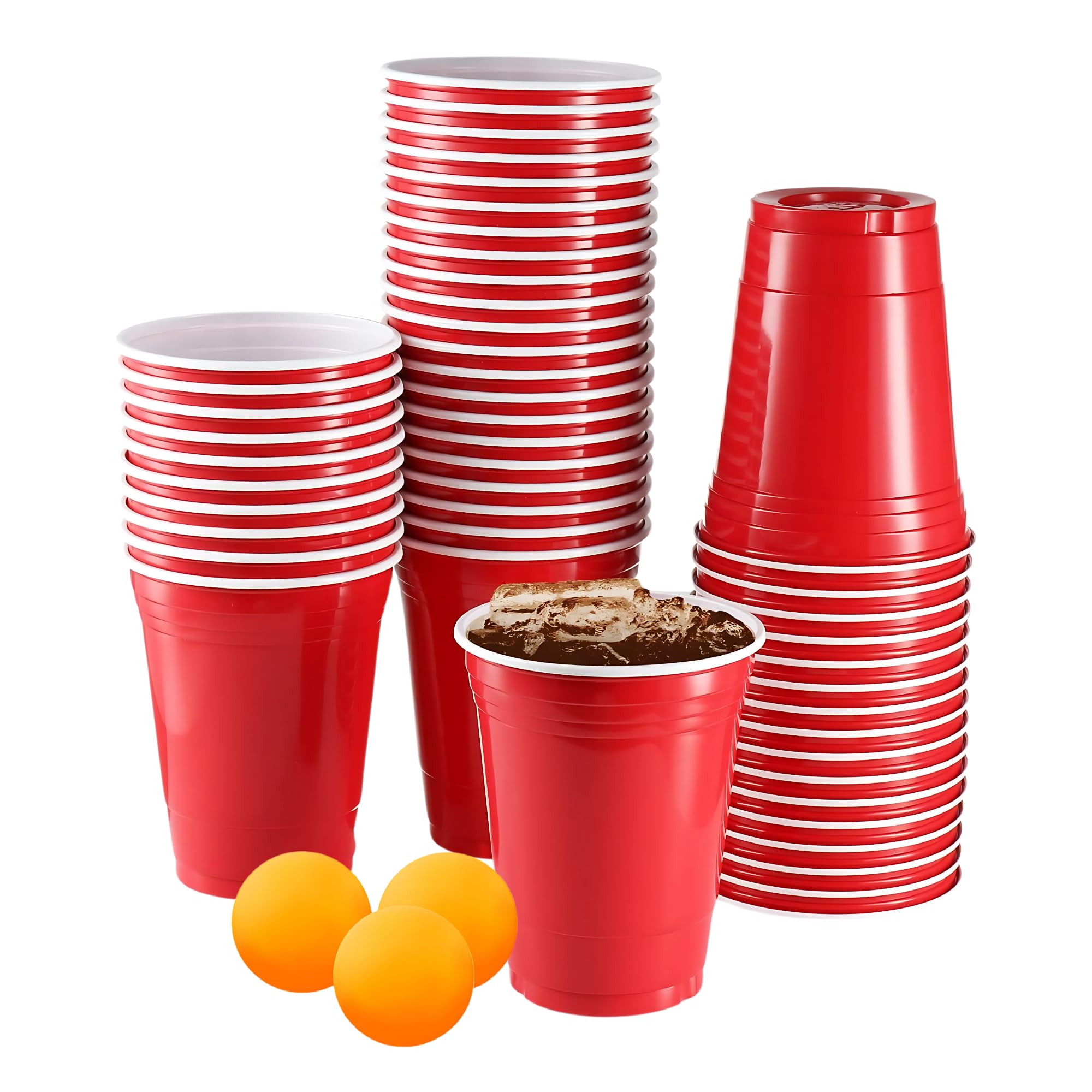 CaterCo Red Party Cups 12oz (350ml) - 1000 Pack - Disposable and Reusable Plastic Cups for Games, Parties, Birthdays, Picnics, and Christmas - Sturdy and Versatile 12oz (350ml) - 1000 Pack