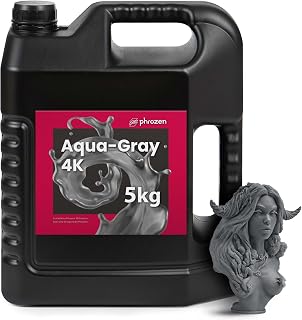 phrozen Aqua 4K Resin for High-Precision 3D Printing,405nm LCD UV-Curing Photopolymer Resin for Low Shrinkage, Great Detail, Low Odor, Non-Brittle (Gray, 5KG)
