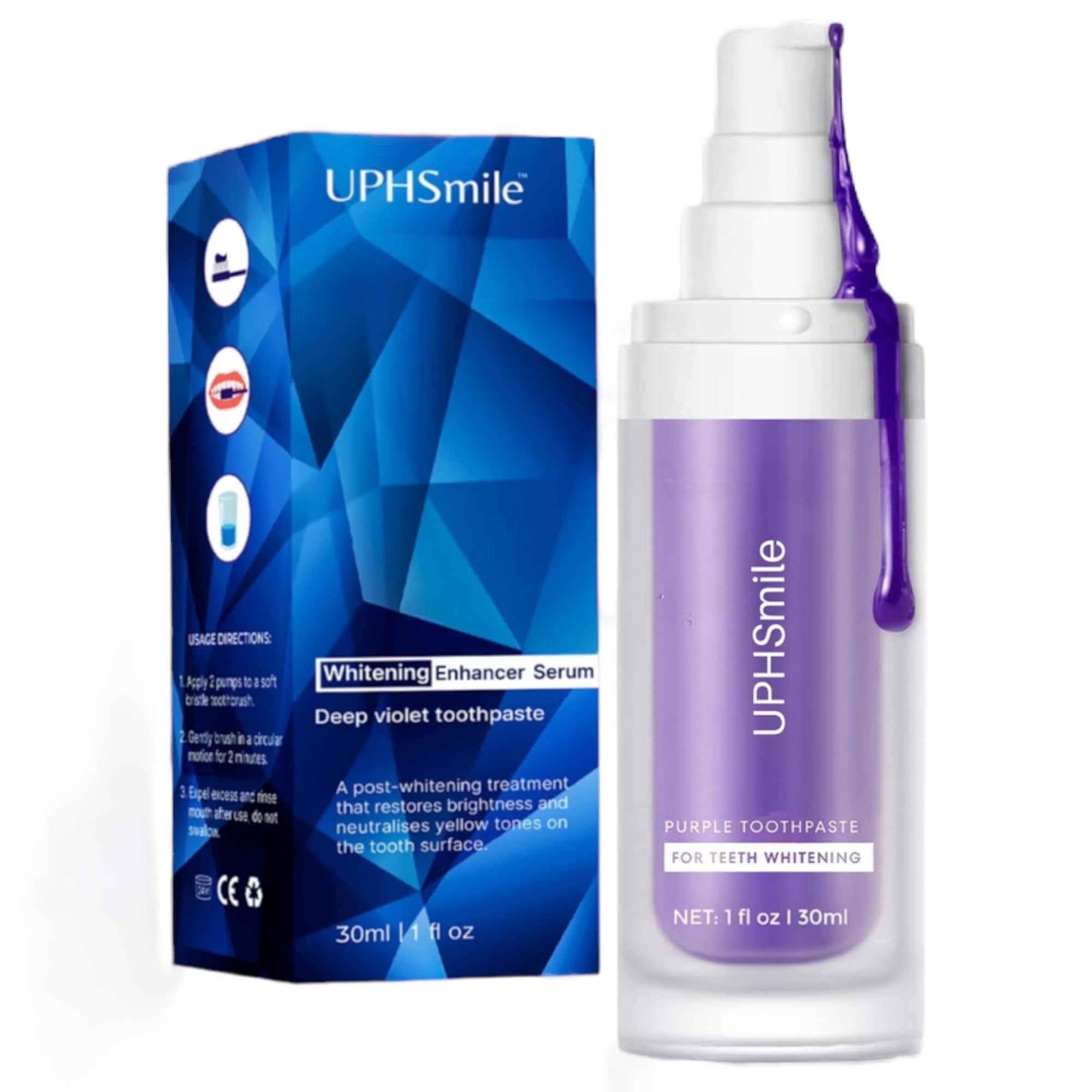 UPHSmile Professional Teeth Whitening Strips - 21 Whitening Sessions - Sensitivity Free - 42 Peroxide Free Whitening Strips - Safe for Enamel 100% Natural-1x2ml Whitening Pen + Mouth Opener Included