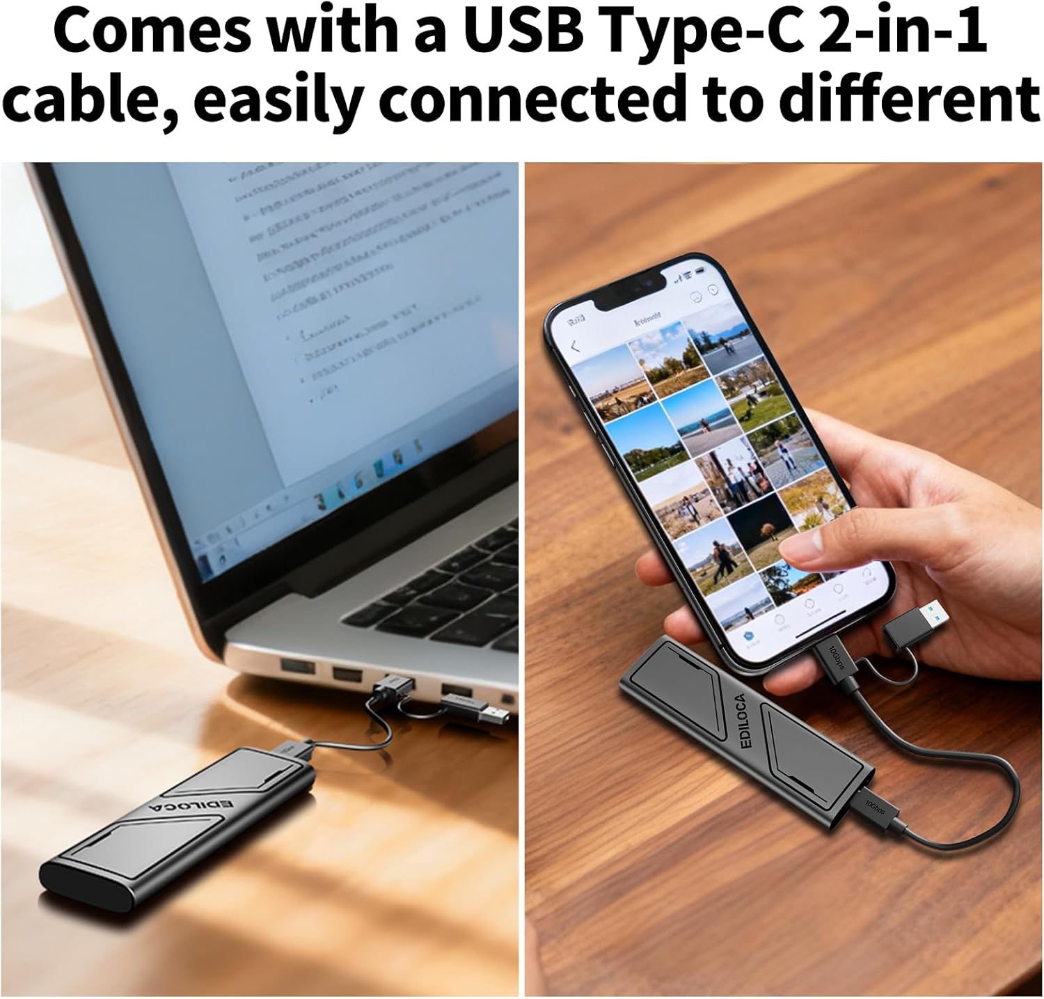 EP1000 External Hard Drive 1TB,Portable Ssd,External Solid State Drives Up to 1000MB/s Read, Storage Expansion, Compatible w/USB-C Smartphones, PC, Mac, Tablets, Sleek & Sturdy Design