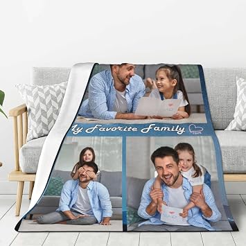 Personalized Custom Blanket, Picture Blankets Customized, Extra Soft Flannel Customizable Blanket, HD Photo Blankets Customize Gifts for Friends Women Men Kids Adult Color Style 3, Size 50" x60