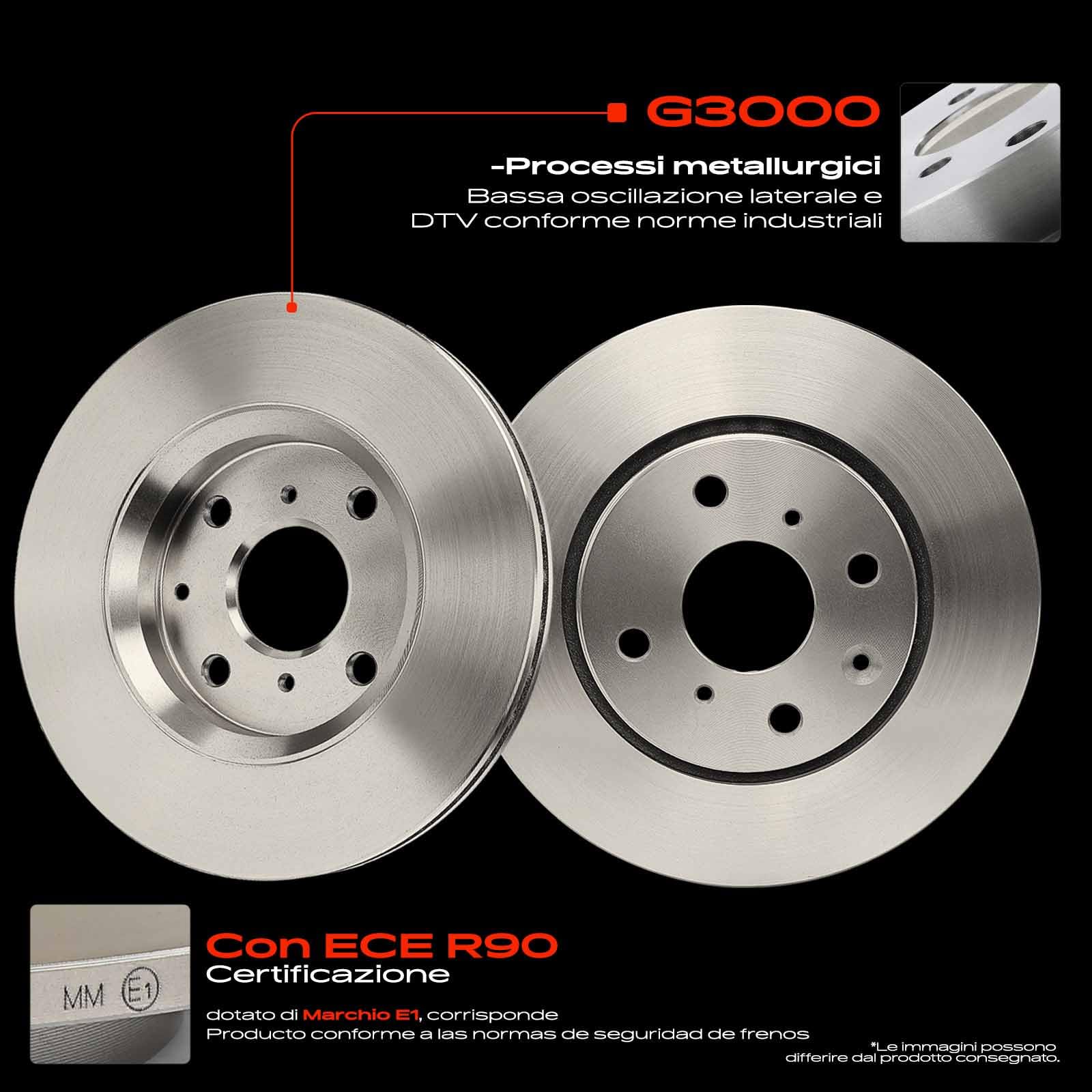 Frankberg Set freni incl. 2x Dischi Freno + 4x Pastiglie dei Freni Anteriore Compatibile con C1 II PA PS 108 107 PM PN C1 PM PN Aygo B1 Replace# 4246J0,4246F0