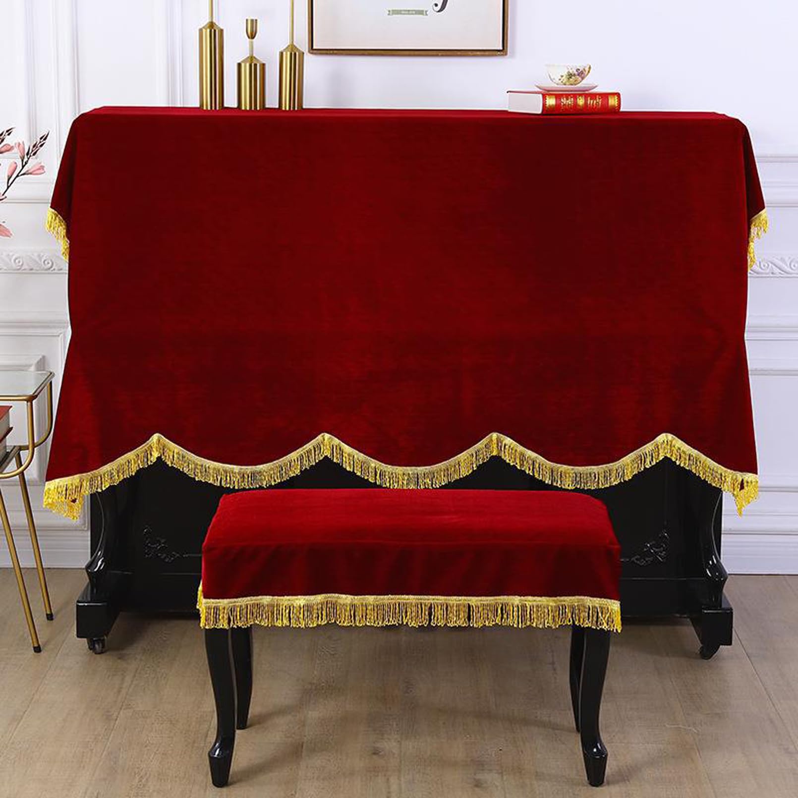 Copri pianoforte verticale, copertura di protezion Copertura for pianoforte,Copertura for tastiera di pianoforte, Copertura for pianoforte Copertina for pianoforte verticale in tessuto artistico,Rot,2