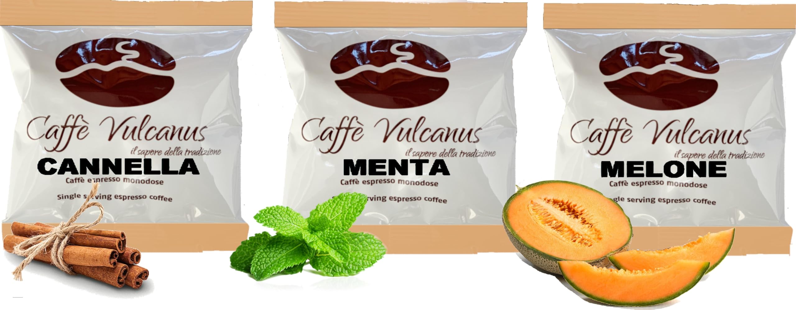 Caffè Vulcanus - NUOVO Kit assaggio 120 cialde ESE44 di caffè aromatizzati - Degustazione di 12 gusti di caffè aromatizzato