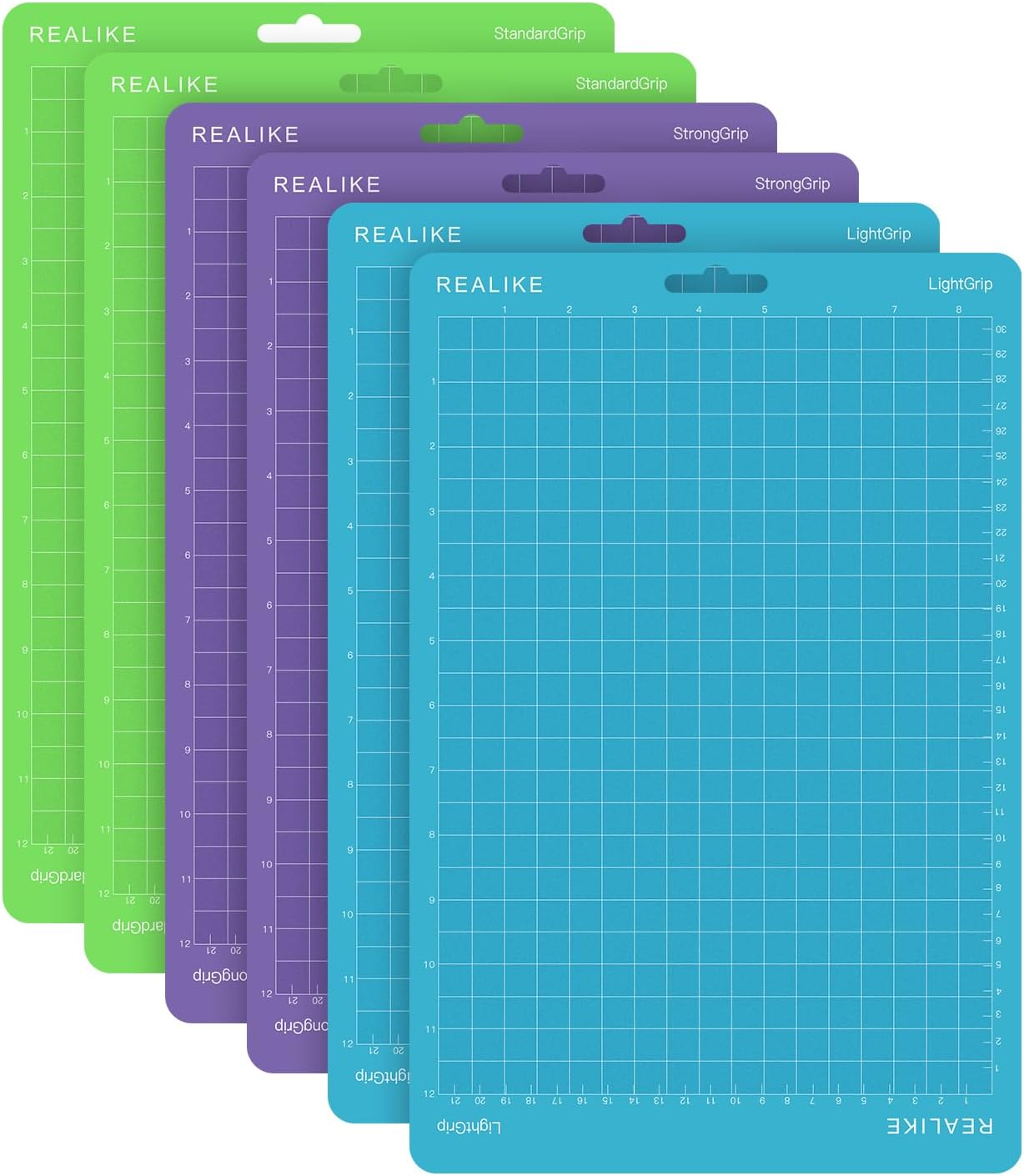 REALIKE Cutting Mat Compatible with Cricut Joy Xtra 8.5”x12” (2 StandardGrip, 2 LightGrip, 2 StrongGrip 6 Mats), Variety Adhesive Cutting mats for Joy Xtra Accessories