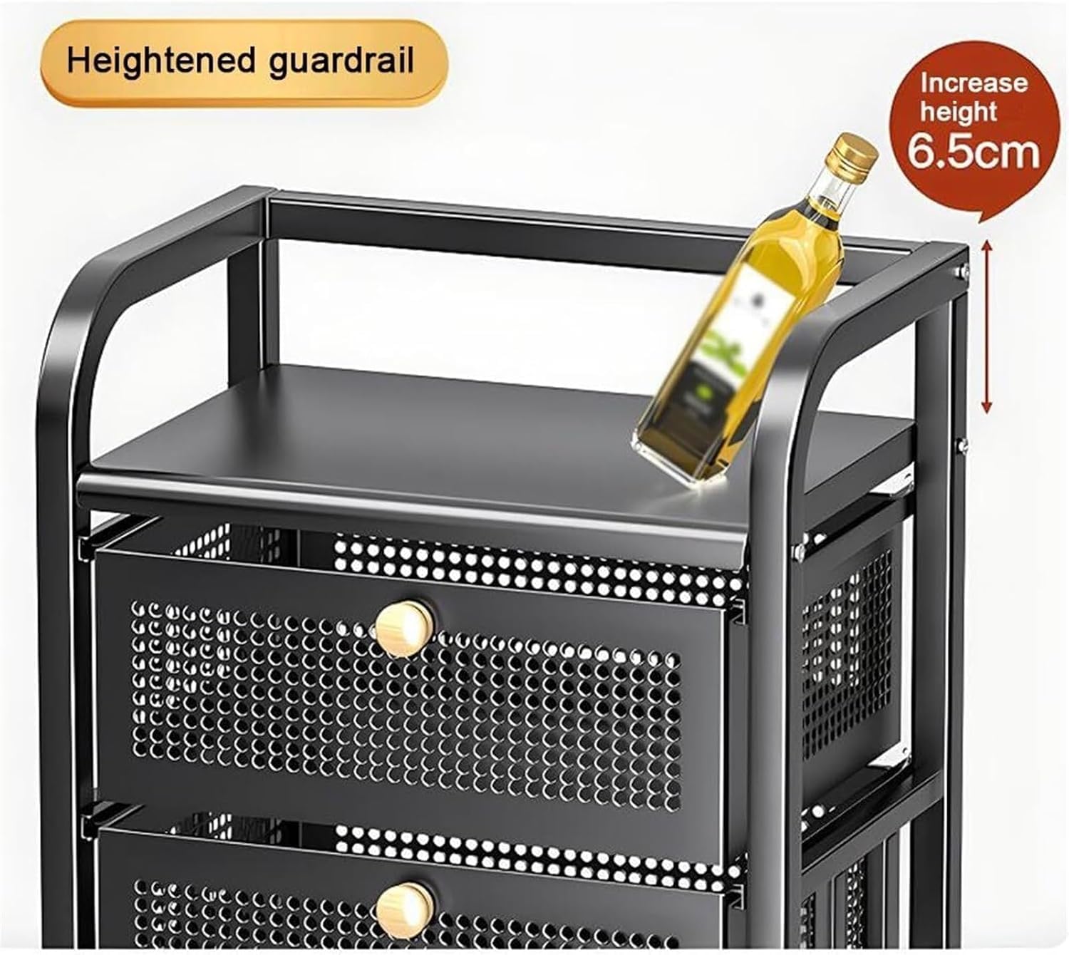 Carrito de almacenamiento móvil de metal multicapa con cajones