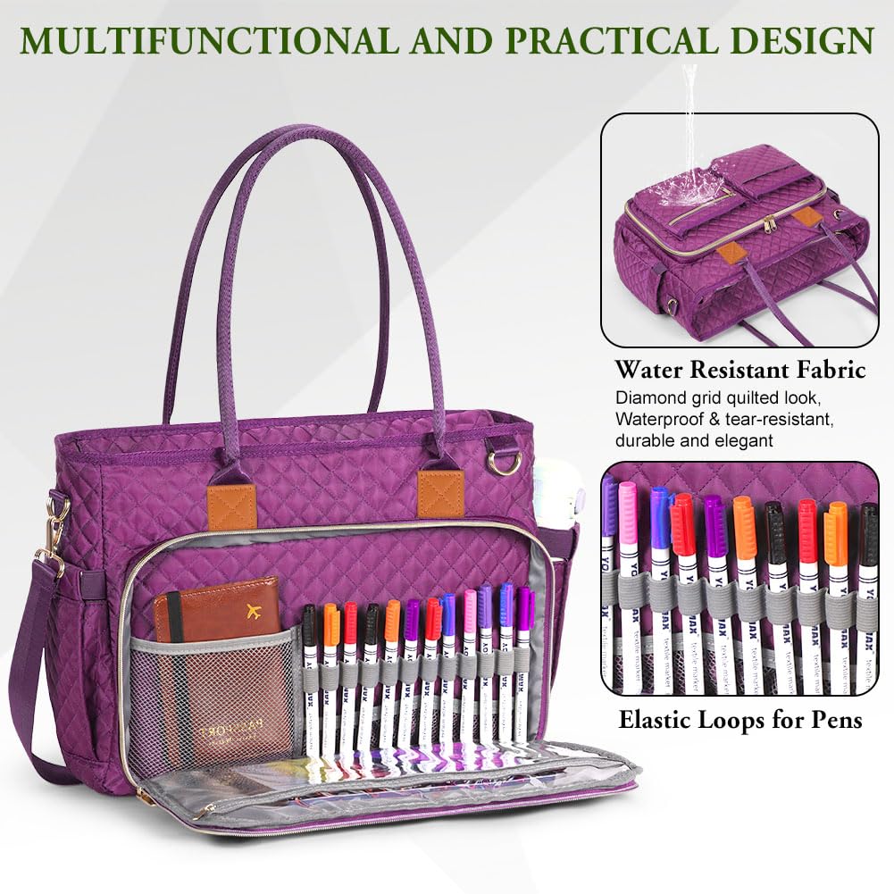 Bolsa de Profesora, Grande Bolso Portatil Mujer, Bolsa para Portátil Mujer con Compartimentos Aislantes, Resistente al Agua para Trabajo Negocios Escuela
