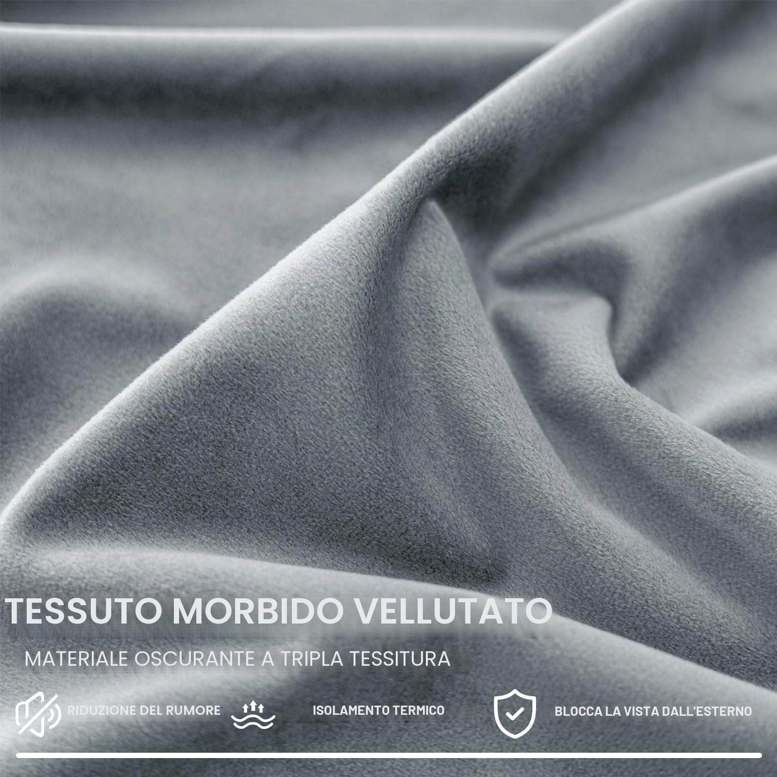 YSTELLAA Tende Velluto Oscuranti Per Interni 2 Pezzi, 140×260CM, Tende Camera Da Letto Moderna, Con Anelli, Termica Isolante Freddo E Caldo, Per Camera Da Letto, Grigio