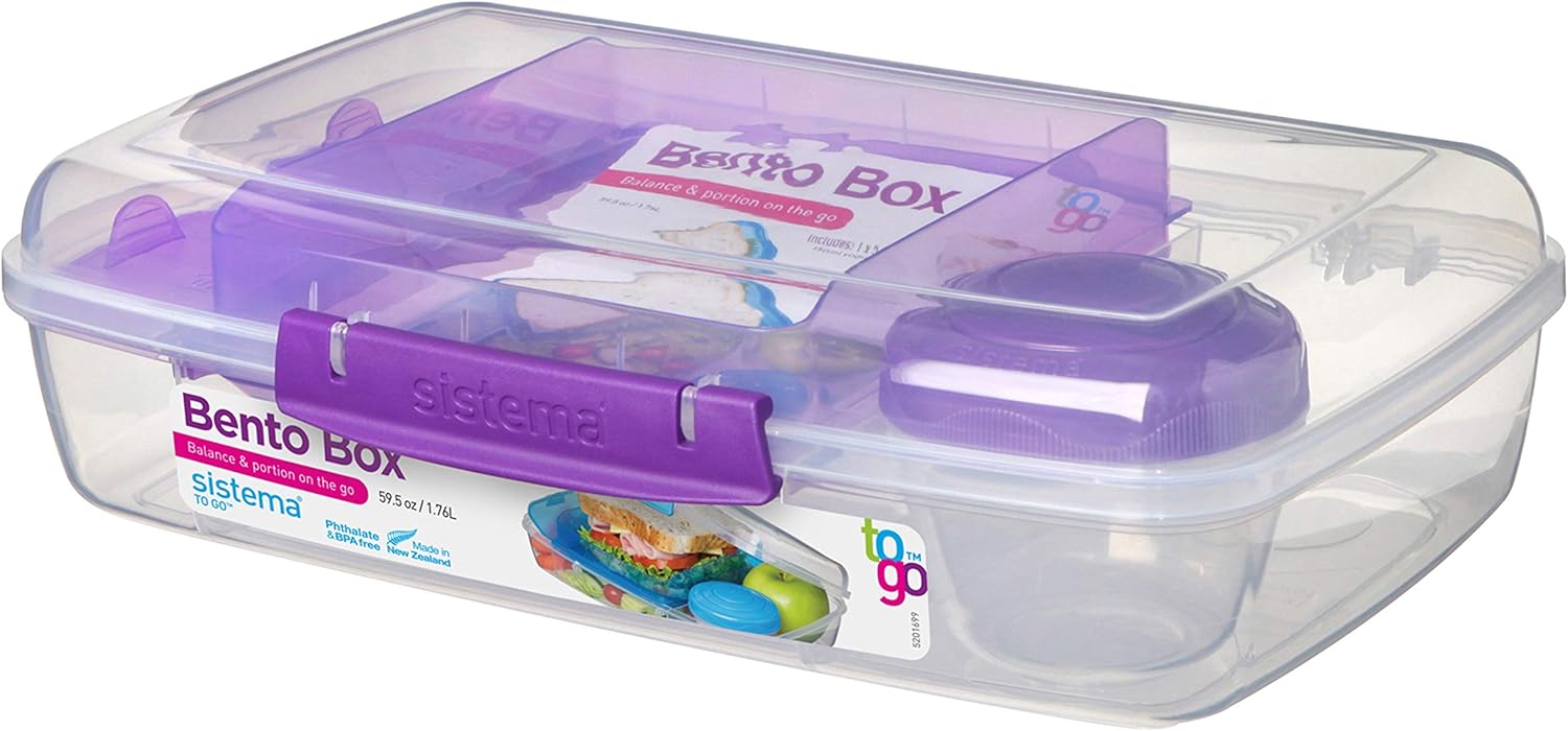Best Cyber Deals 🔥 Sistema Bento Box To Go Food Storage Container, 1.7 Cup, 4 Pack