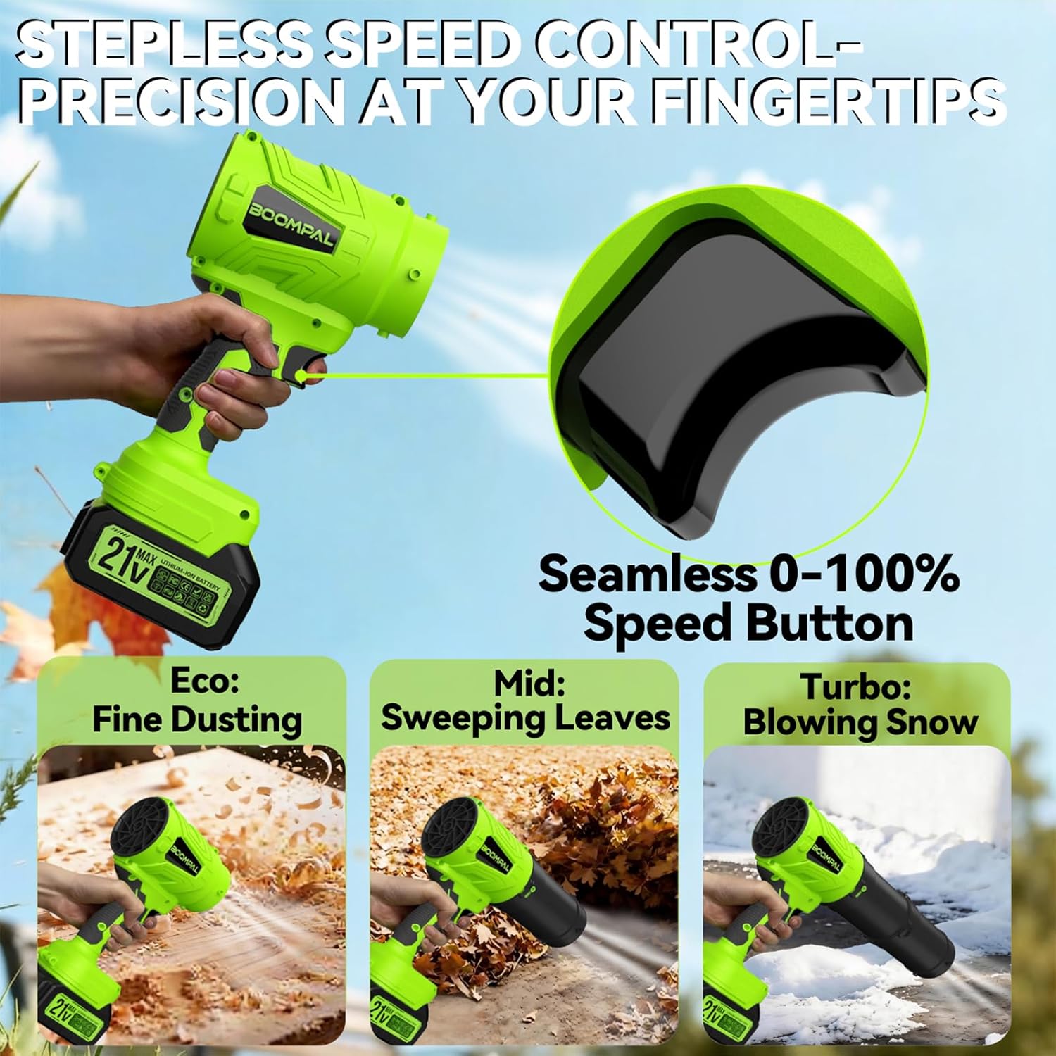 Leaf Blower Cordless with Battery and Charger, Cordless Leaf Blower with 2-Pack 20V Batteries, Variable Speed, Extended Nozzle; Handheld Blower for Lawn Care, Car, Patio, Dust