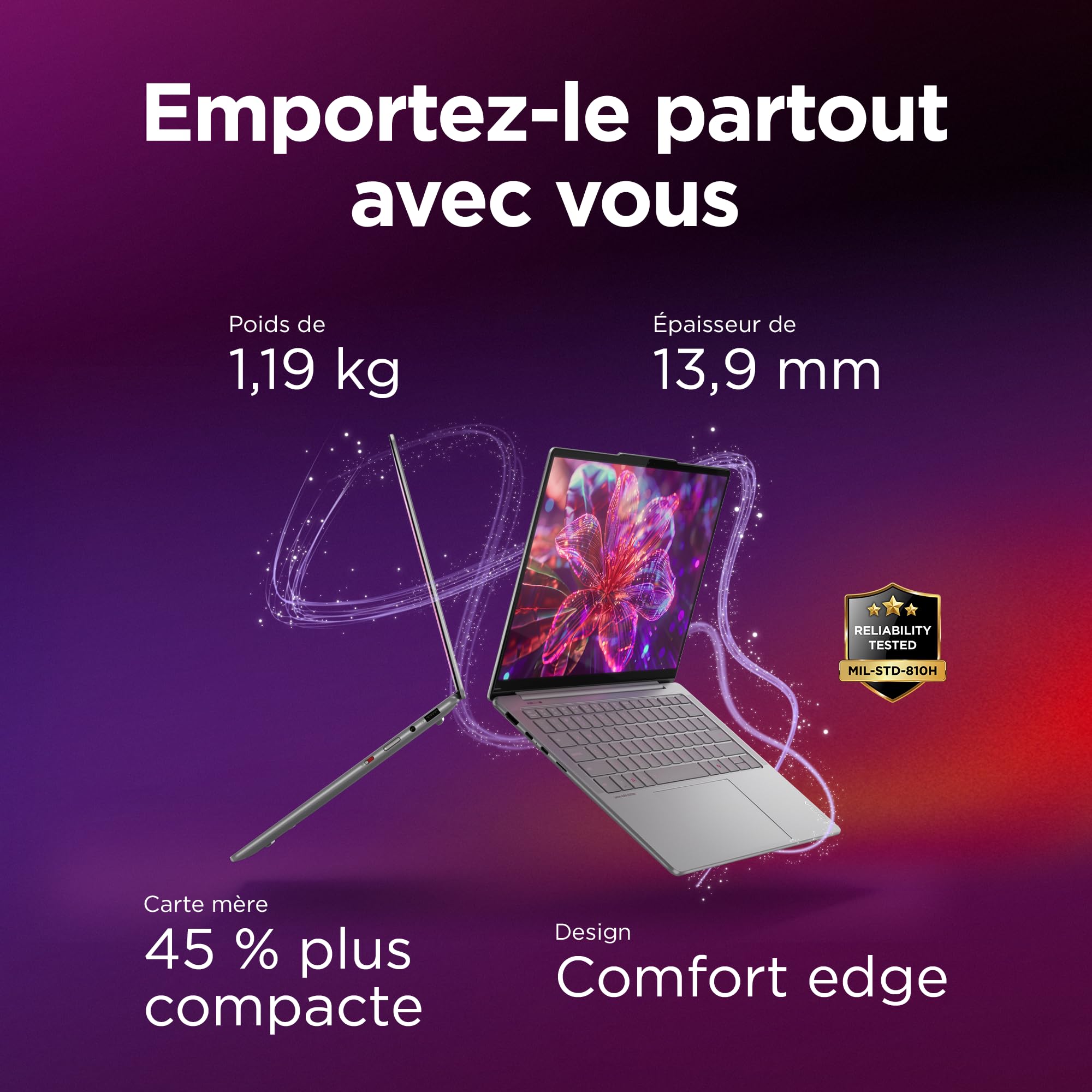 Lenovo Yoga Slim 7 14ILL10 - Ordinateur Portable 14'' OLED WUXGA Copilot+ (Intel Ultra 5 226V, RAM 16Go, SSD 512Go, Intel Arc Graphics 130V, Windows 11 Home) Clavier AZERTY Souris + écouteurs - Gris