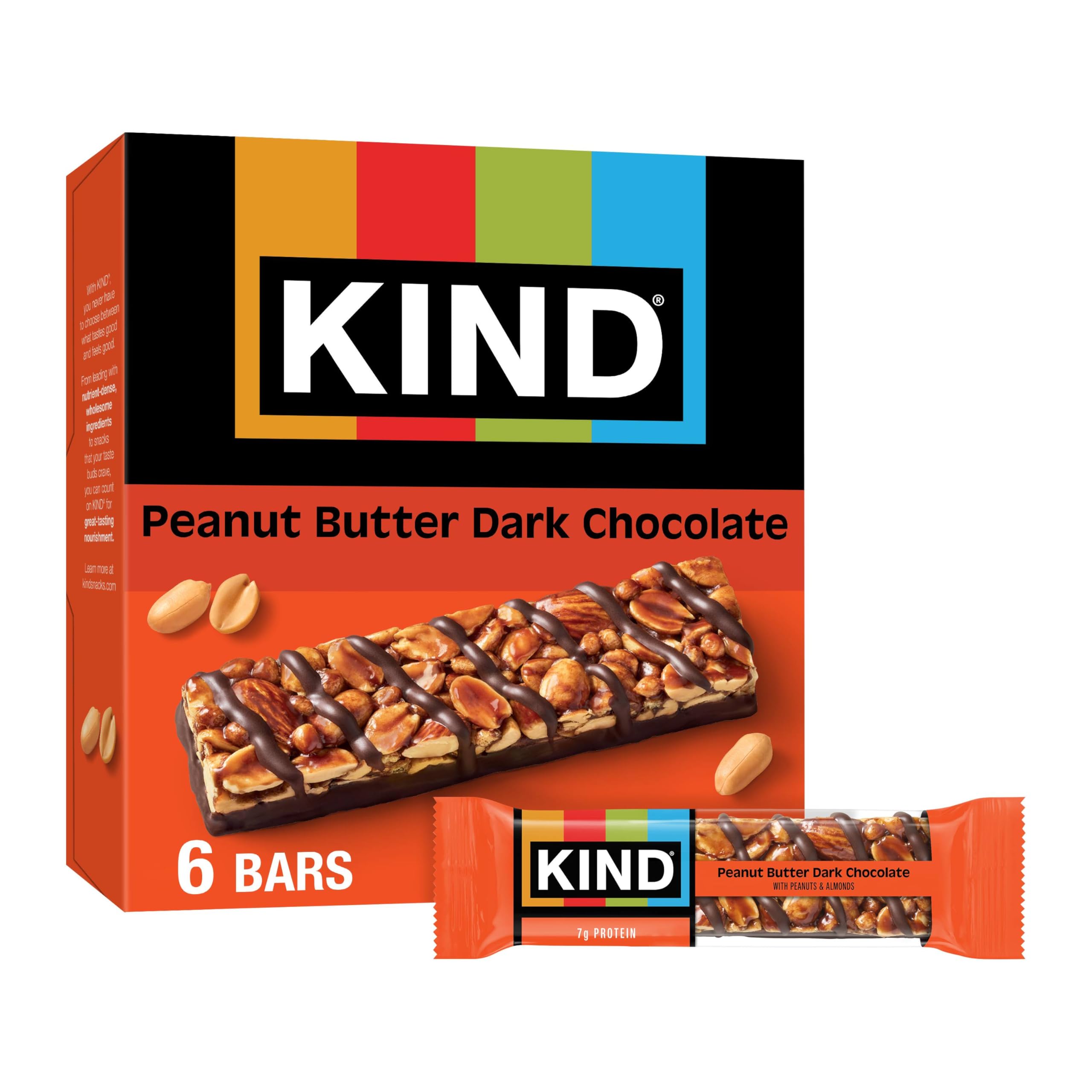 KIND Bars Peanut Butter Dark Chocolate, Gluten Free, Healthy Snacks, 6 Count