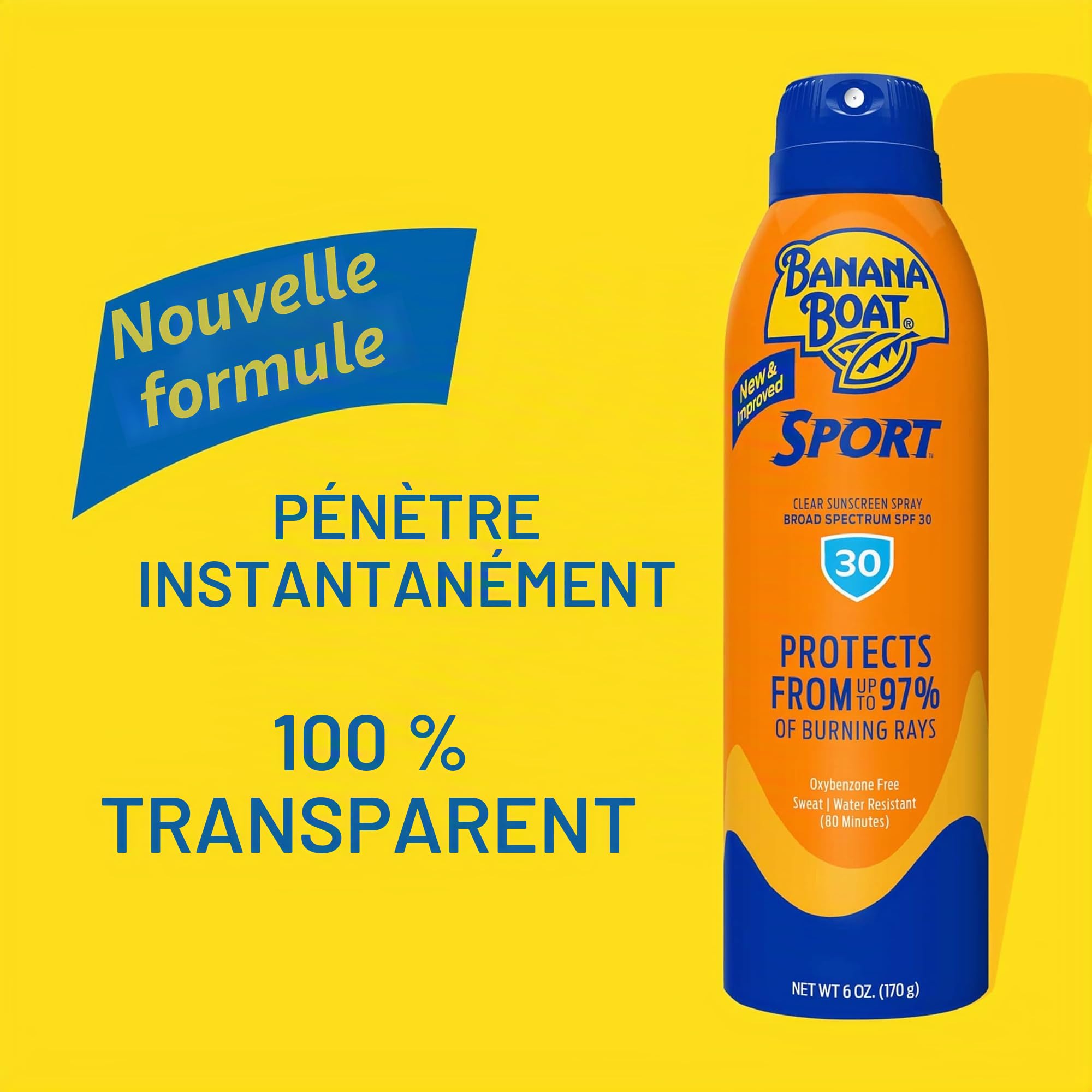 Banana Boat Crème solaire en spray Sport Performance, pack de 2, SPF 30, 6 onces