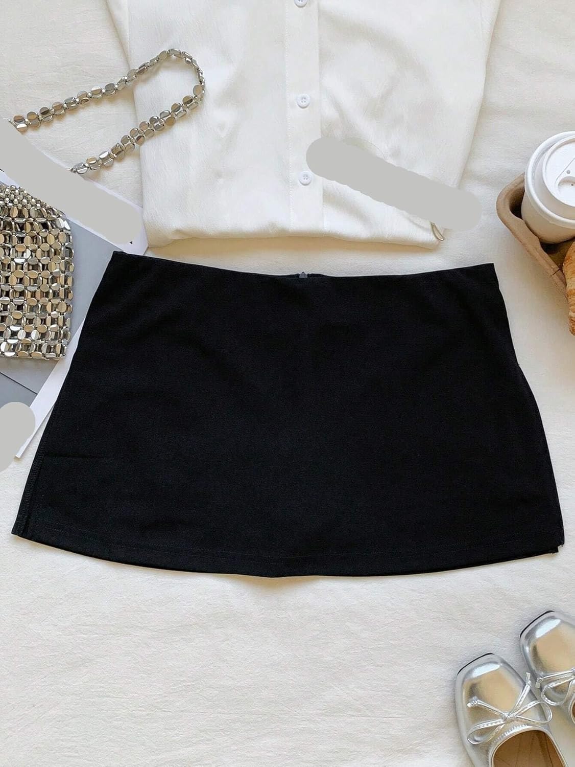 Women's Low-Rise Mini Skort with Side Slit Hem - Casual Bodycon Skirt for Beach & Night Out