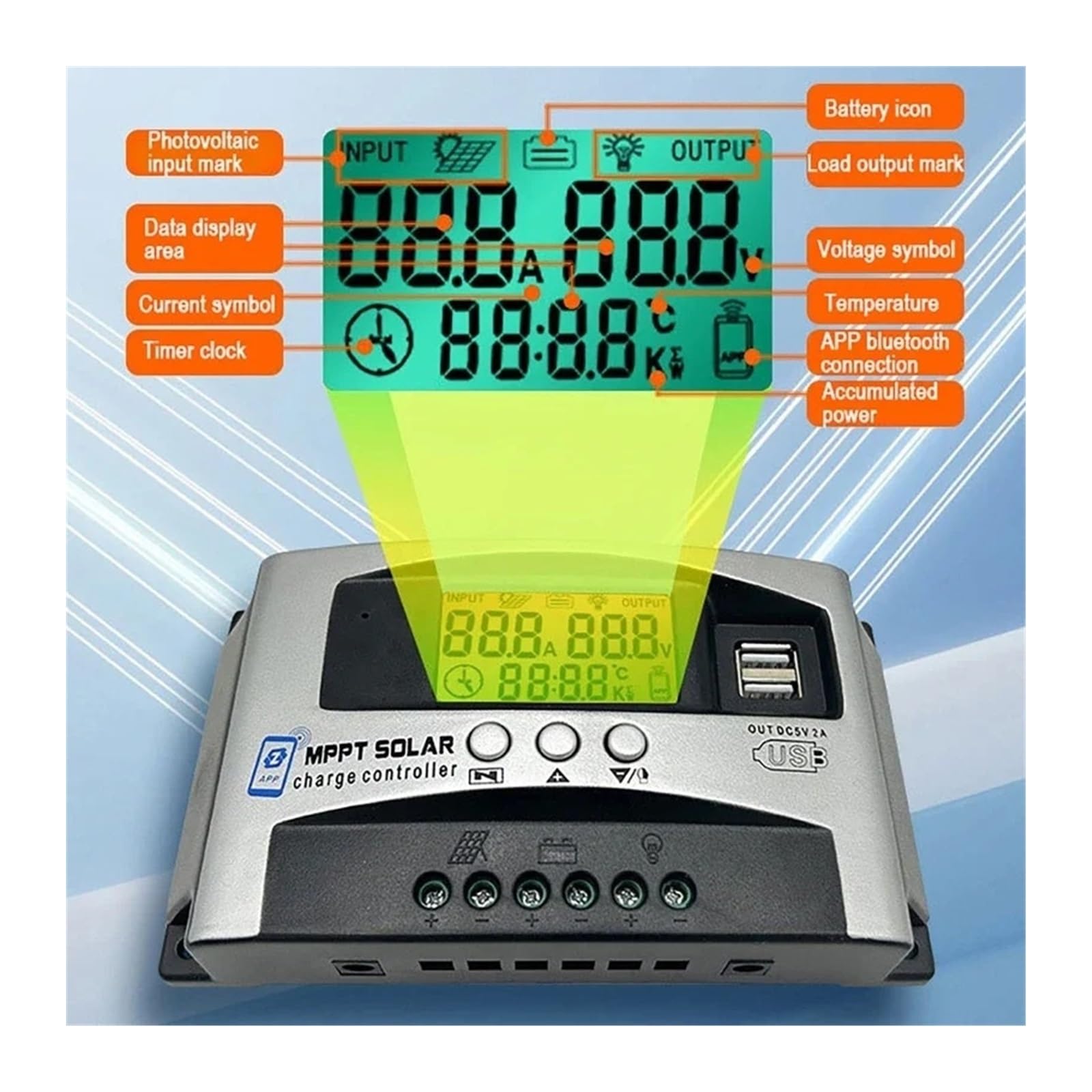 12V 60V Inteligentny regulator ładowania solarnego MPPT