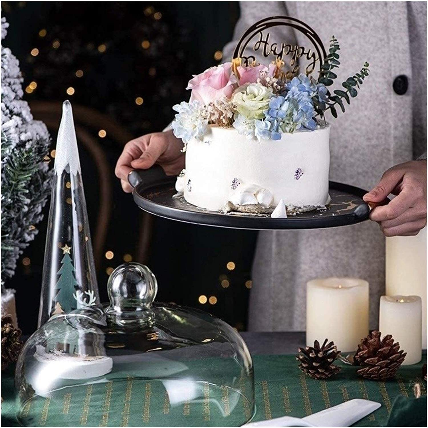 Alzata per torta a cupola, per la casa, multifunzione, espositore per frutta, pasticceria, dessert, vassoio in ceramica, supporto per torte, può essere utilizzato per cene di nozze (bianco