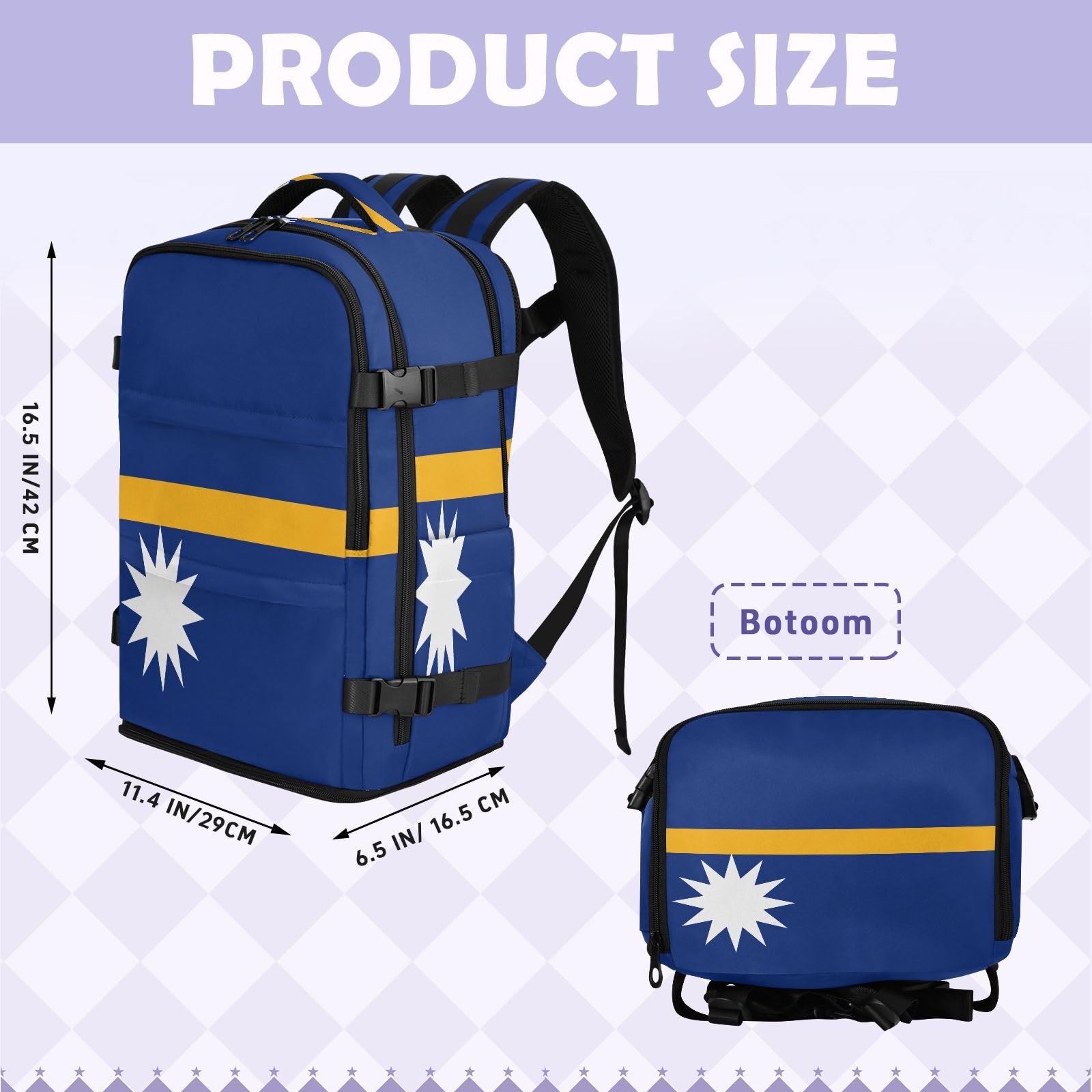 GuoChe Zaino impermeabile per laptop da 16 pollici con scomparto per scarpe indipendente per studenti universitari, Bandiera nazionale di Nauru, One Size, Zaini multiuso di base