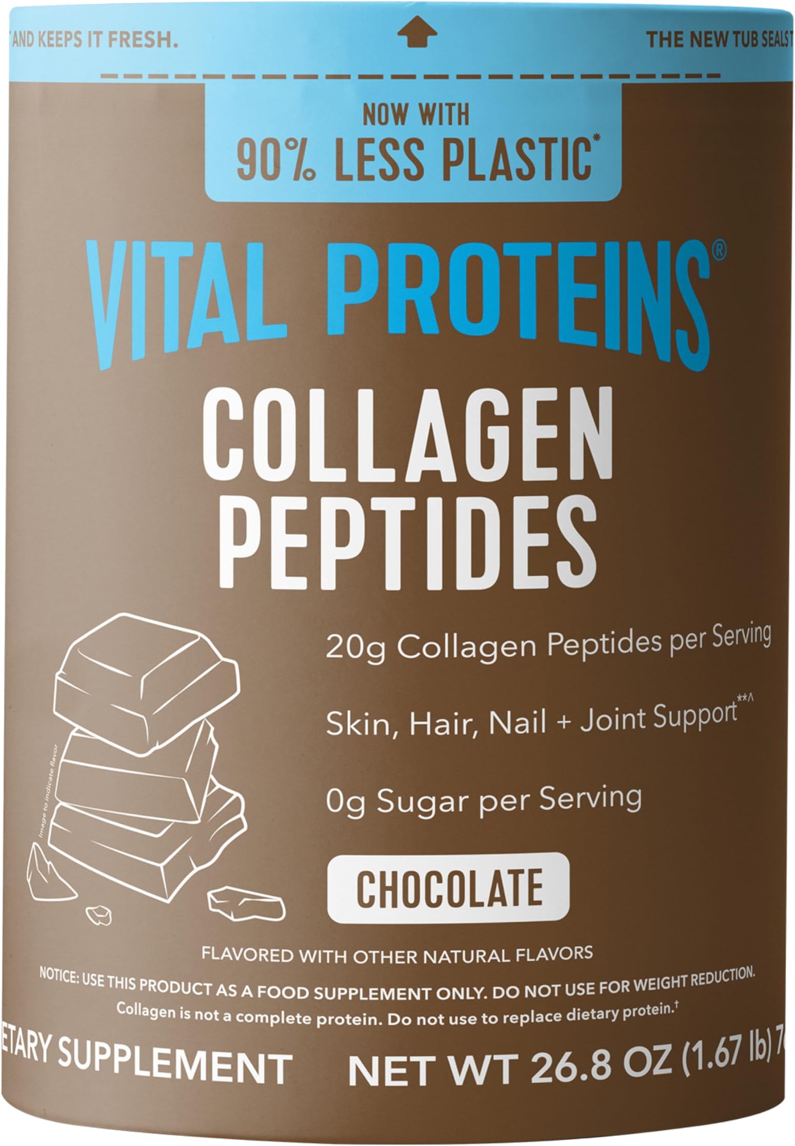 Vital Proteins Collagen Peptides Powder Supplement, Hydrolyzed Collagen for Skin, Hair, Nails & Joints, Chocolate, 28 Servings