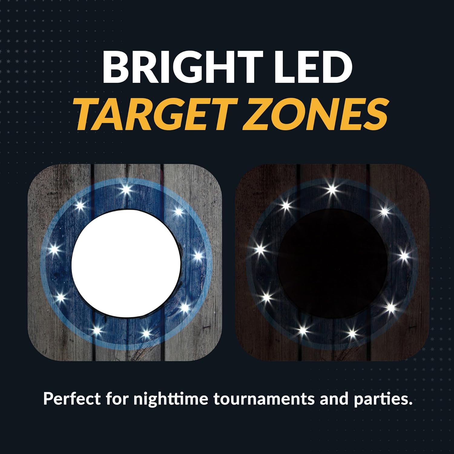 Hathaway Atlantic LED Cornhole Board Set – Includes 8 Rip-Resistant Bean Toss Bags & 2 Target Boards with Built-in Cornhole Lights & Nylon Carrying Bag for Portability – Blue/White