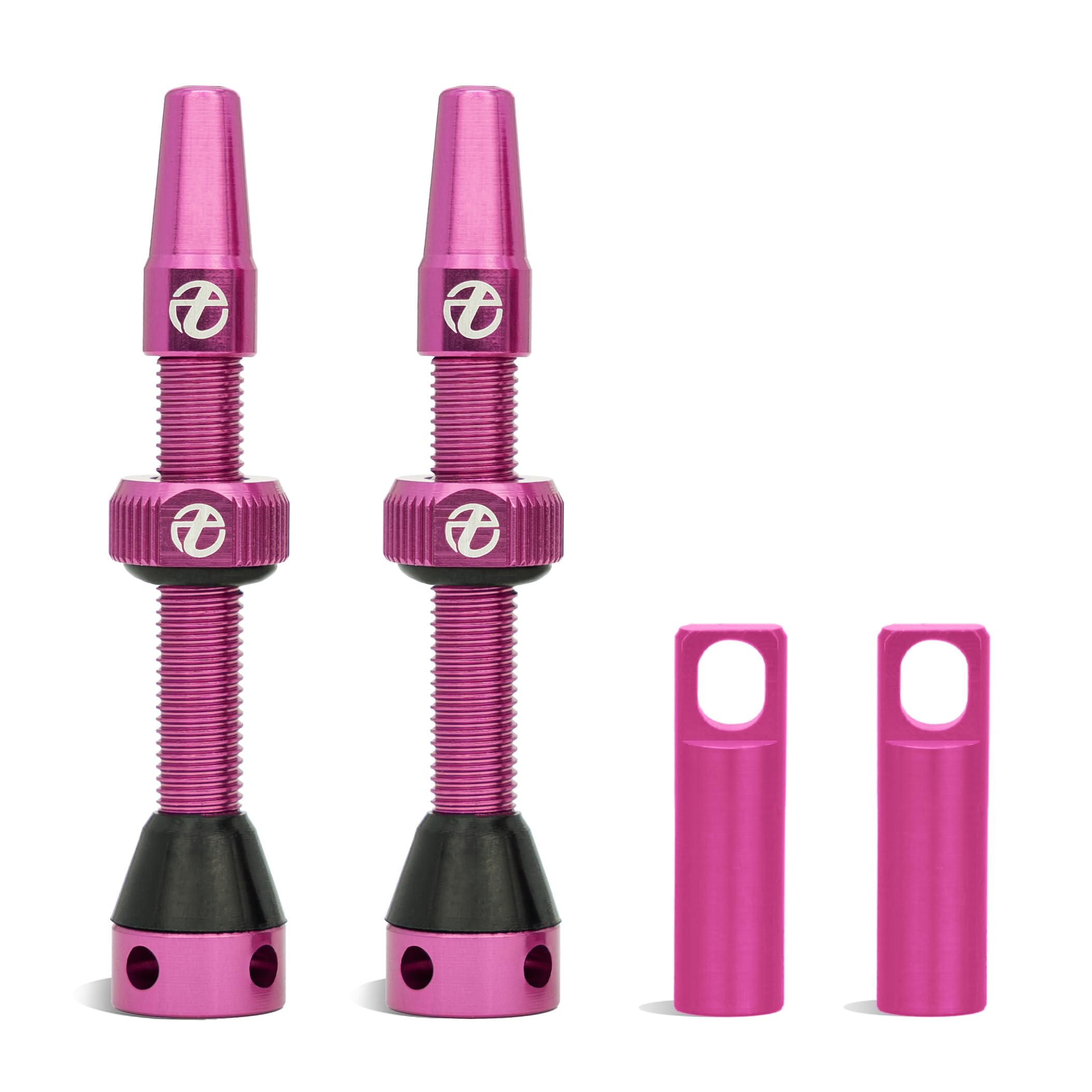 Thinvik Presta Tubeless Valve Stem 65mm,Super Light Alloy Presta Tubeless Valve Stem Kit for Tubeless Tires-2 PCS (with Aluminum Alloy Valve Cap) + Valve Core Removal Tool(Pink)