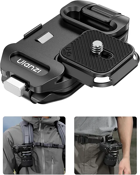 ULANZI Camera Backpack Strap Clip,w Plate Quick Release System, Compatible w Uka QR Plates, for Sony, Nikon, Fuji, DSLR Action Cam Mount, Bearable Load up to 10kg【Not Compatible w F38/Arca System】