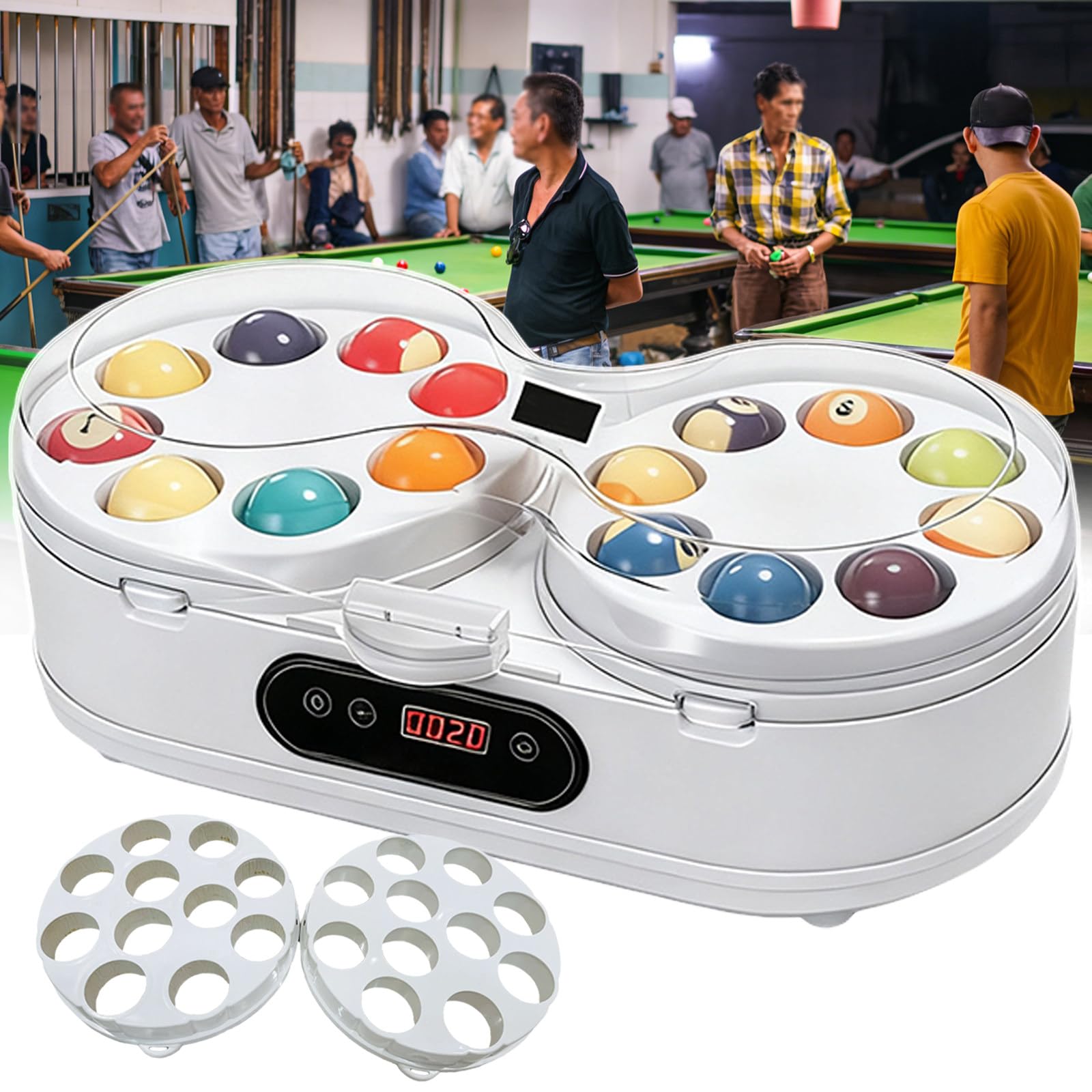 Upgraded Billard Ball Cleaner - Dual Motor & Dual Rotierende Scheiben - Professioneller Pool Ball Polierer mit Touch Control, 2 Minuten Schnelle Reinigung, für Club/Pool Hall/Gym