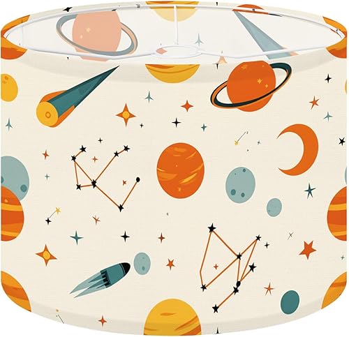 Miniatura 19 de Drum Lamp Shade mid century atom retro 70s vintage Abstract Geometric Circles Lampshade for Floor Lamps Table Lamps Pendant Light 13"x10"