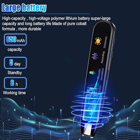 Scan Translator Pen Portable 112 Languages Real Time Language Translator Translation Pen Scan Reading Pen Language Translator Device for Dyslexia Students Travelers (Black)