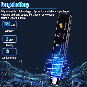 Scan Translator Pen Portable 112 Languages Real Time Language Translator Translation Pen Scan Reading Pen Language Translator Device for Dyslexia Students Travelers (Black)