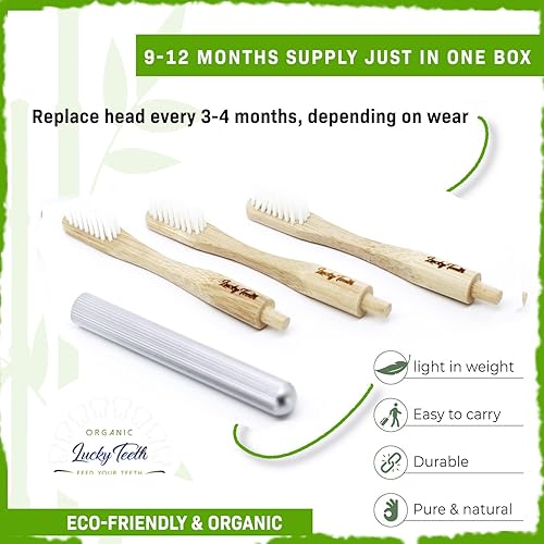 Miniatura 3 de Cepillo de dientes de bambú reemplazable, mango de aluminio, cerdas suaves (cerdas blancas de aluminio)