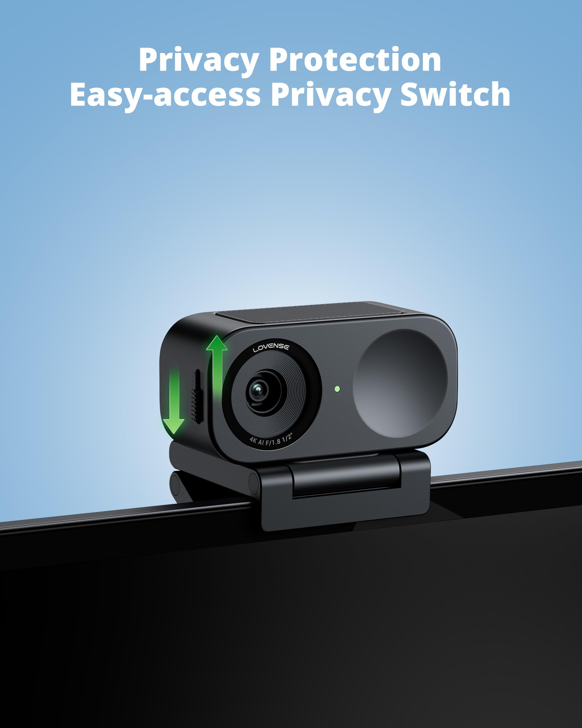 LOVENSE Webcam 2 4k for PC, Live Streaming Camera 1/2" Sensor True Focus Al Noise Canceling, Hand Gesture Control, Mobile Control, Auto Framing, Customizable Audio Modes, Microphones, Privacy Control: Lovense Webcam 2