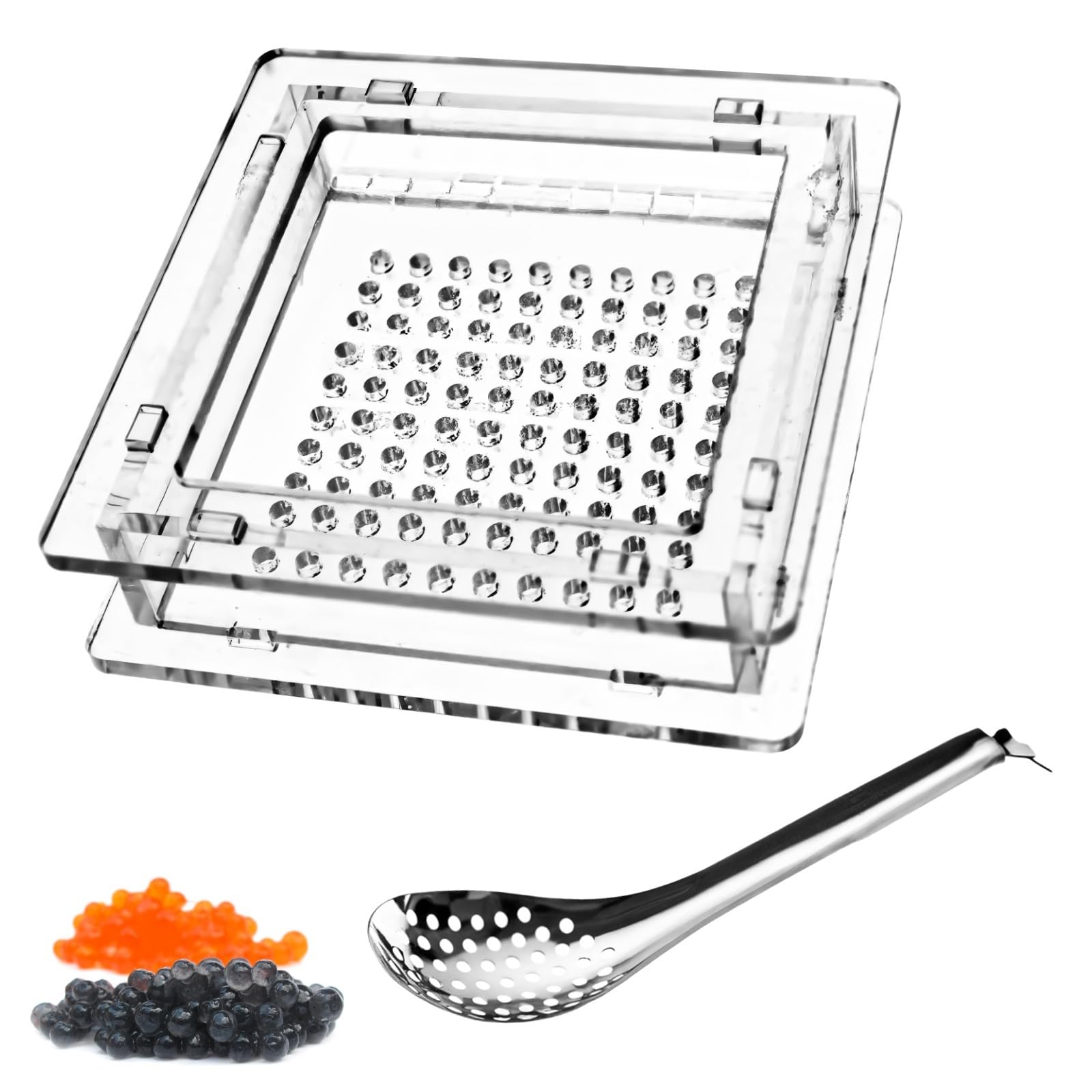 Molecular Gastronomy - Juego de caja de caviar esférico con cuchara, produce 100 bolas de caviar, kit de creación de caviar para entusiastas de la cocina