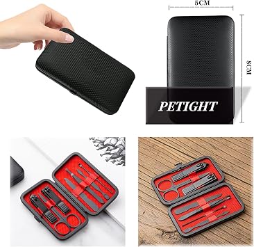 Professional Manicure Stainless Steel Set, 7 pcs Portable Nail Clippers Set, Pedicure Set, Eyebrow Grooming Kit, Nail Care Tools with Luxurious Leather Case