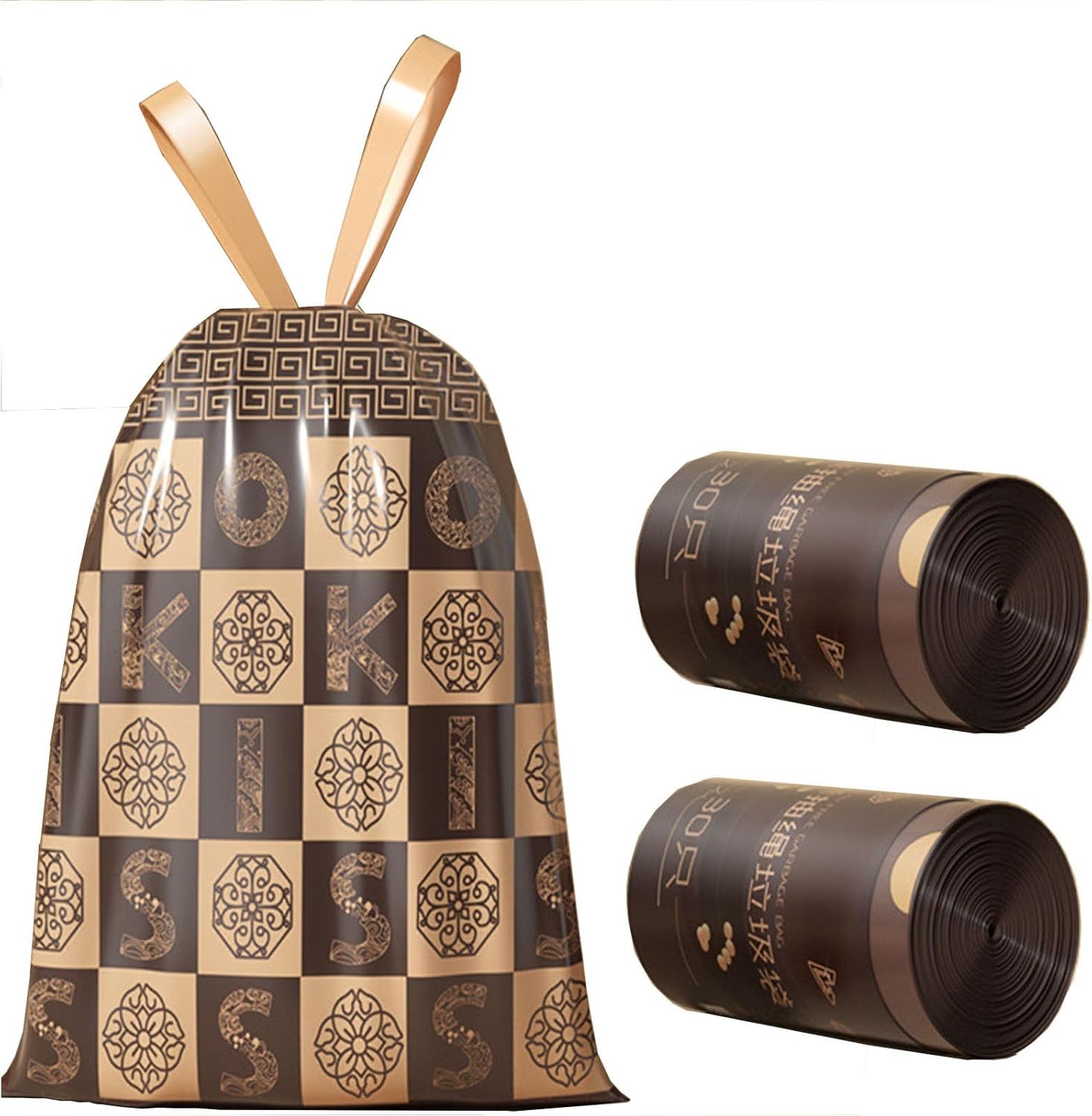 No-tear drawstring garbage bag 2.6 Gallon,Double-sided thickening 2.4Silk（0.963Mil ） Garbage Bags, Wastebasket Bin Plastic Trash Bags for Bathroom Bedroom Office Garbage Can 10 Liters (300)