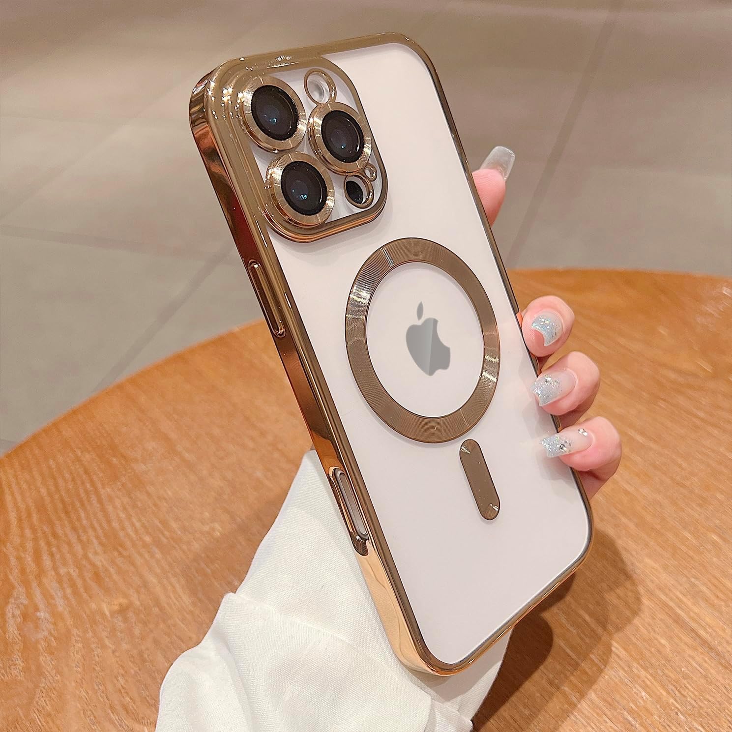 Misscase for iPhone 16 Pro Case with Privacy Screen Protectors,[Camera Lens Protector] Clear Magnetic Luxury Plating Case Compatible with MagSafe Elegant Anti-Scratch Case Cover Gold - Image 3