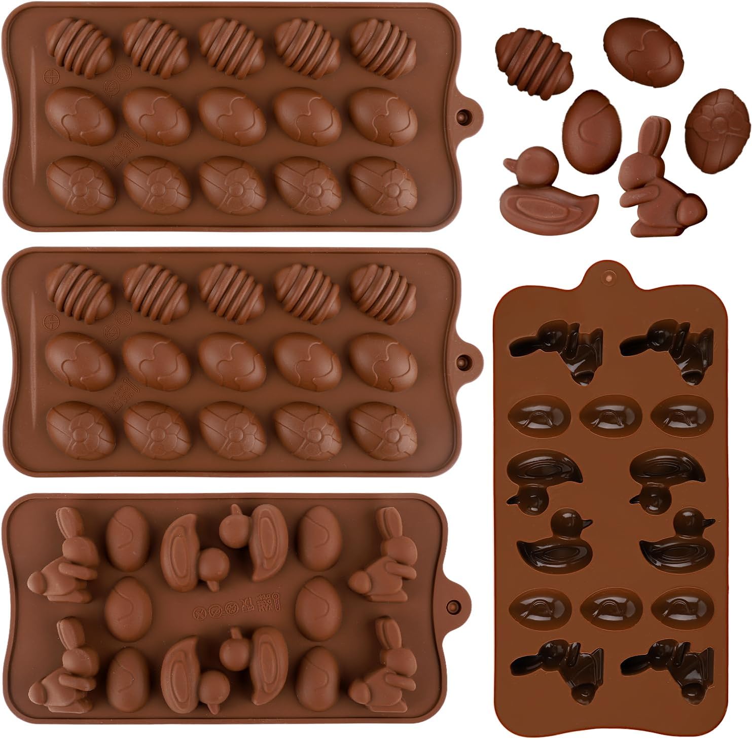 4pcs Easter Molds for Chocolate, Easter Molds Silicone Easter Chocolate