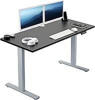 Vista 1 de VIVO DESK-KIT-1G55S-B - Escritorio eléctrico de 55 x 24 pulgadas con borde cuadrado, ajuste de altura del controlador de memoria, serie 1B-S, marco