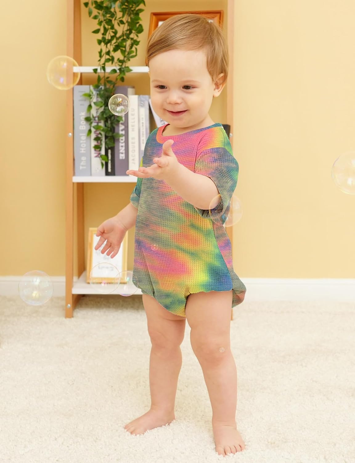 Jimonda Baby Bodysuit Newborn Tie Dye Clothes Infant Waffle One Piece Romper Baby Boys Girls Short Sleeve Jumpsuit Outfits - Image 6