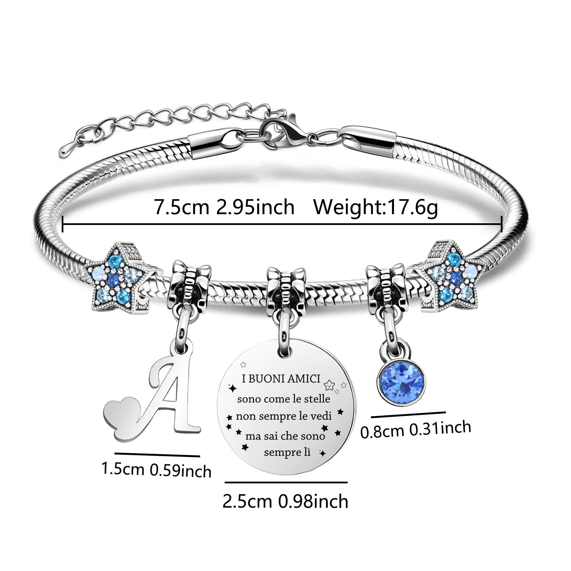 COEROW Braccialetti Delle Donne Con Lettere Iniziali-Regalo Personalizzato Per Buoni Amici,Amicizia Stella Bracciale e Ragazze Braccialetti-Nome Braccialetti Dare Sorella Collega Figlia Gioielli
