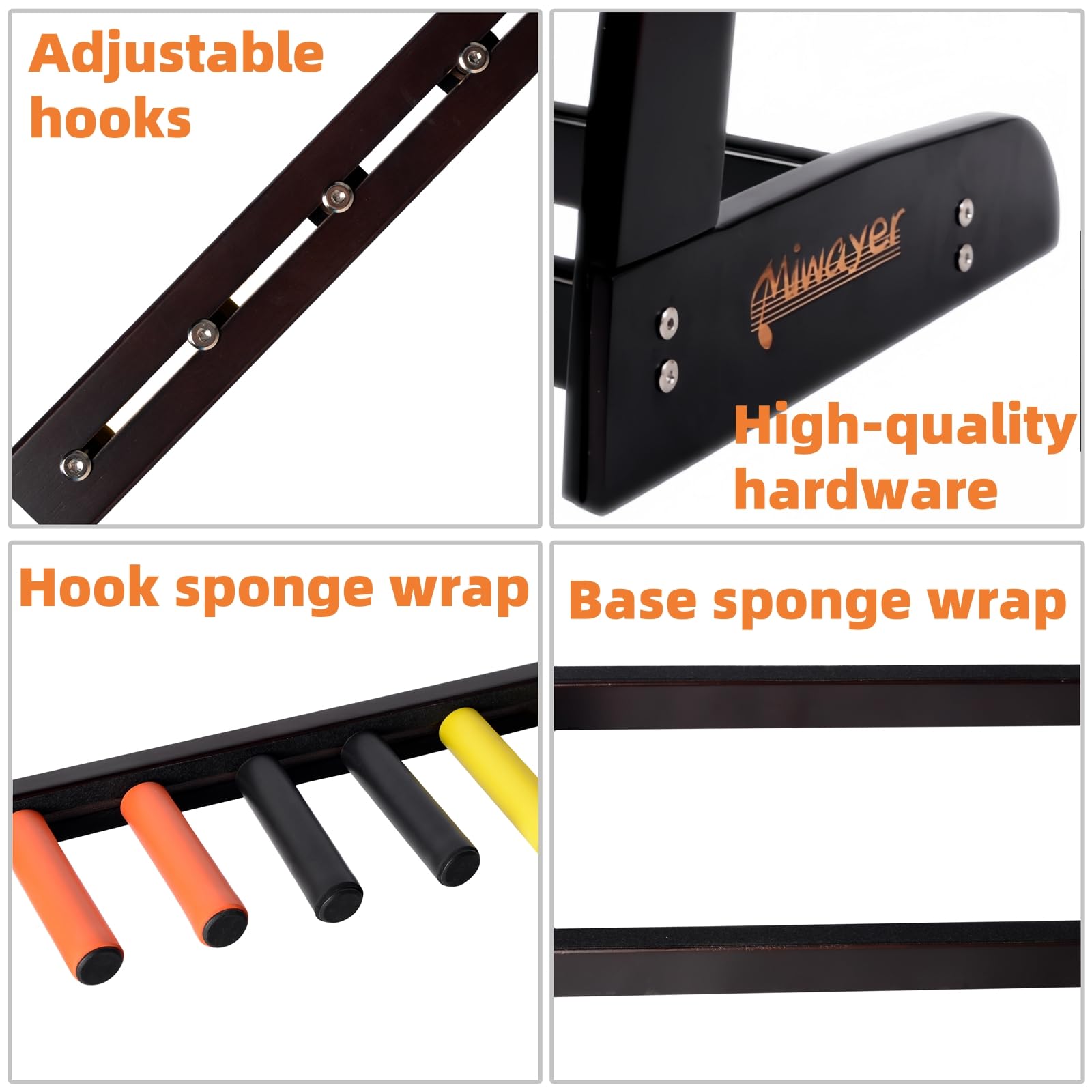 Miwayer Gitarrenständer für mehrere Gitarren (3 Gitarren, 5 elektrische oder Bass), Gitarrenständer aus Holz für Akustik-, Elektro-, Bassgitarren und Koffer, Boden-Bambus-Gitarrenständer (5